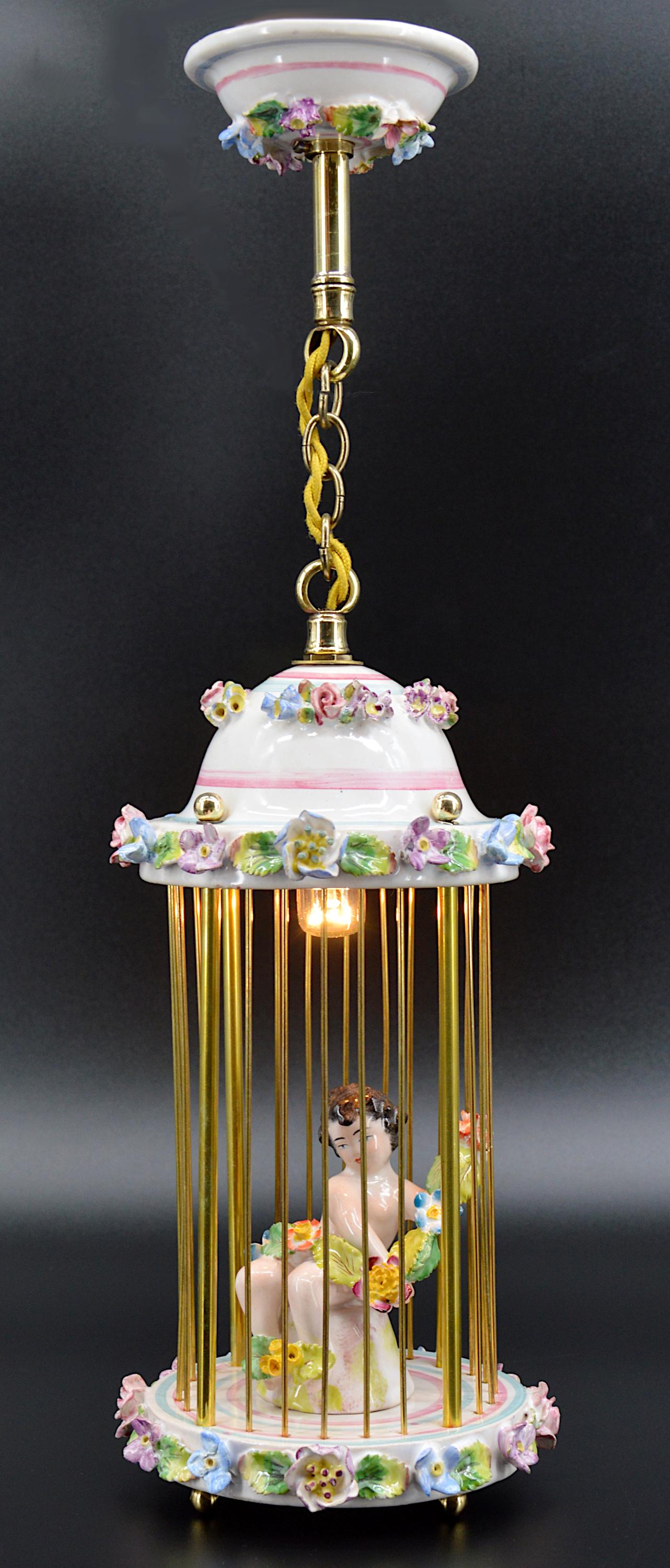 Late 19th Century Antique Paris Porcelain Lantern Night Light, End 19th Century For Sale