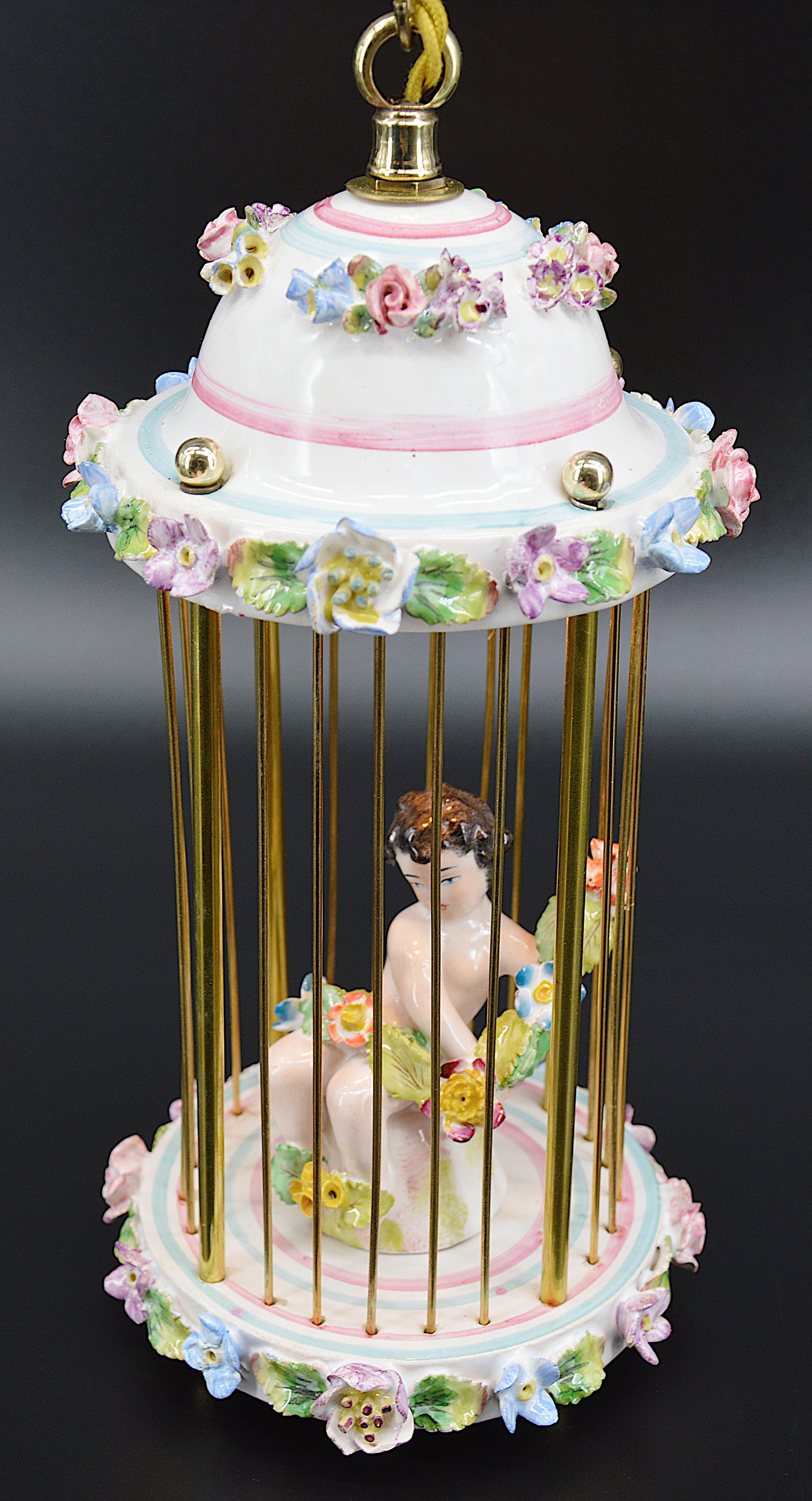 Antique Paris Porcelain Lantern Night Light, End 19th Century For Sale 1