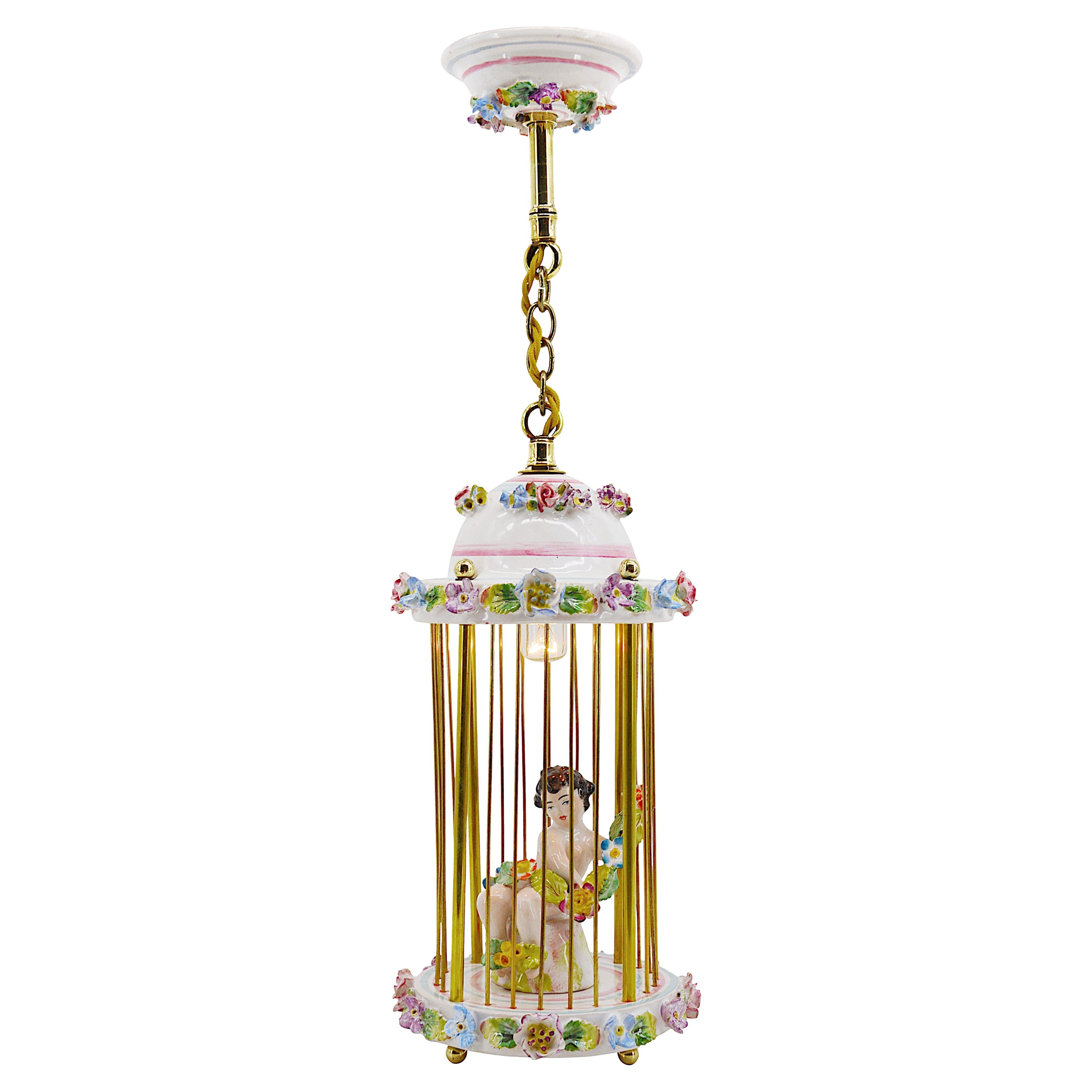 Antique Paris Porcelain Lantern Night Light, End 19th Century