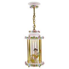 Antique Paris Porcelain Lantern Night Light, End 19th Century
