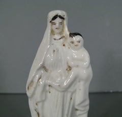Antique Paris Porcelain Madonna and Child Statue - 1Y109