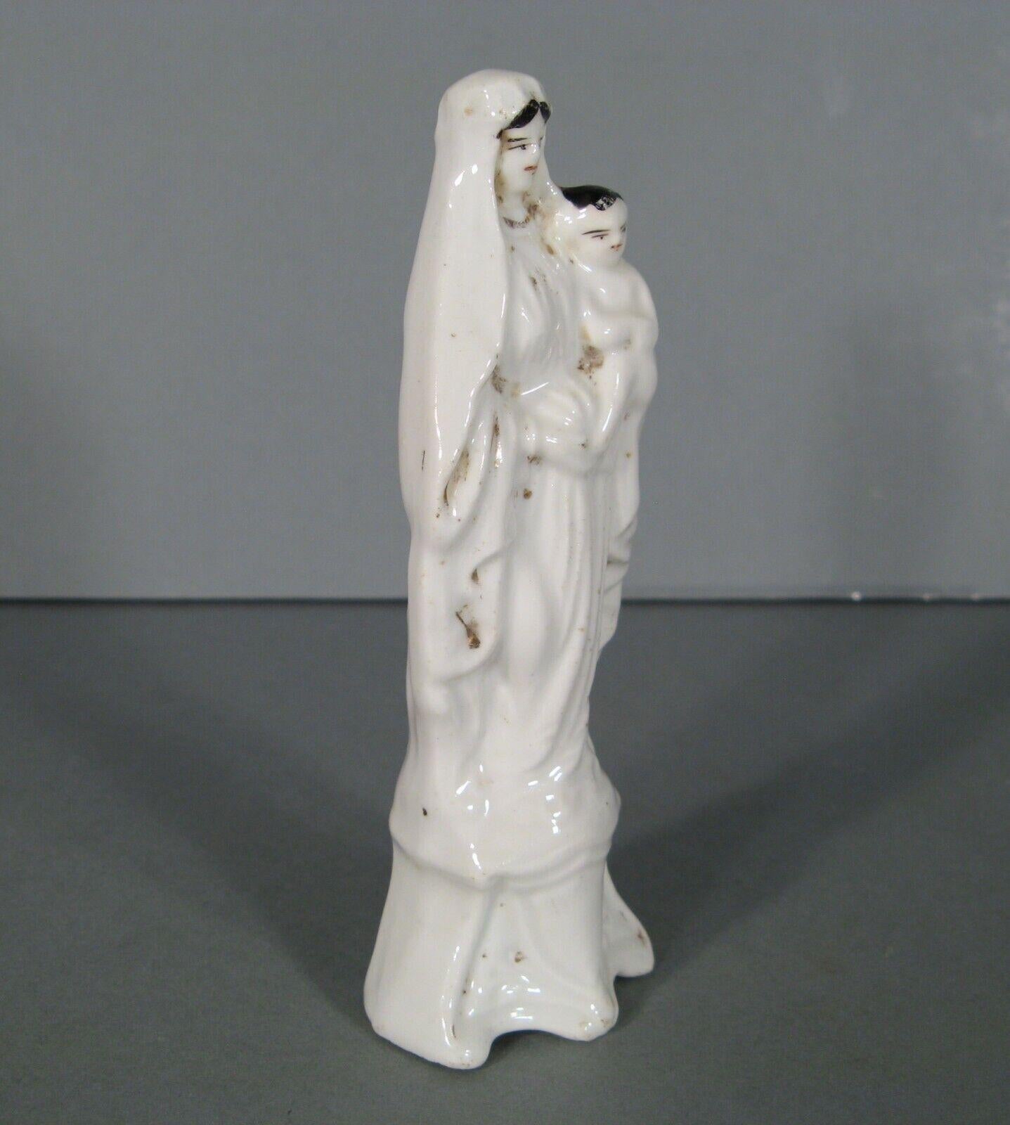 Empire Antique Paris Porcelain Madonna and Child Statue - 1Y109