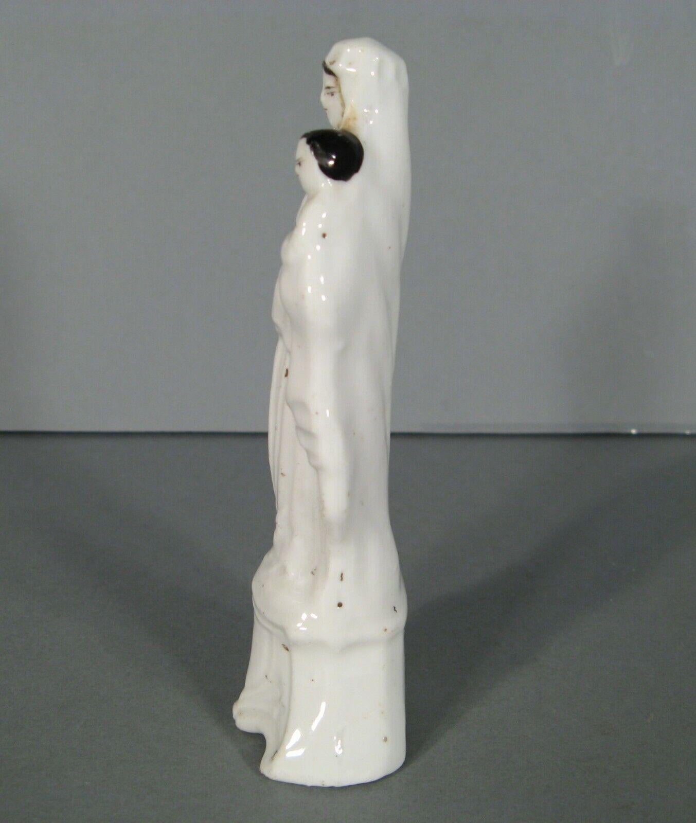 19th Century Antique Paris Porcelain Madonna and Child Statue - 1Y109