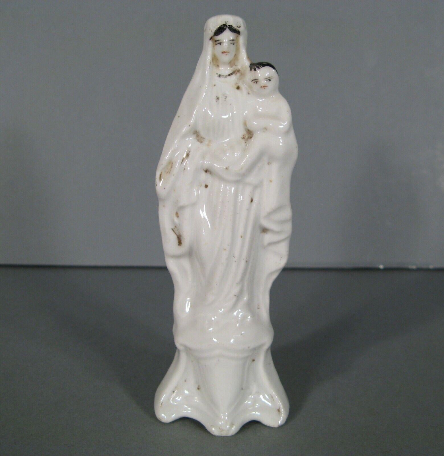 Antique Paris Porcelain Madonna and Child Statue - 1Y109 1