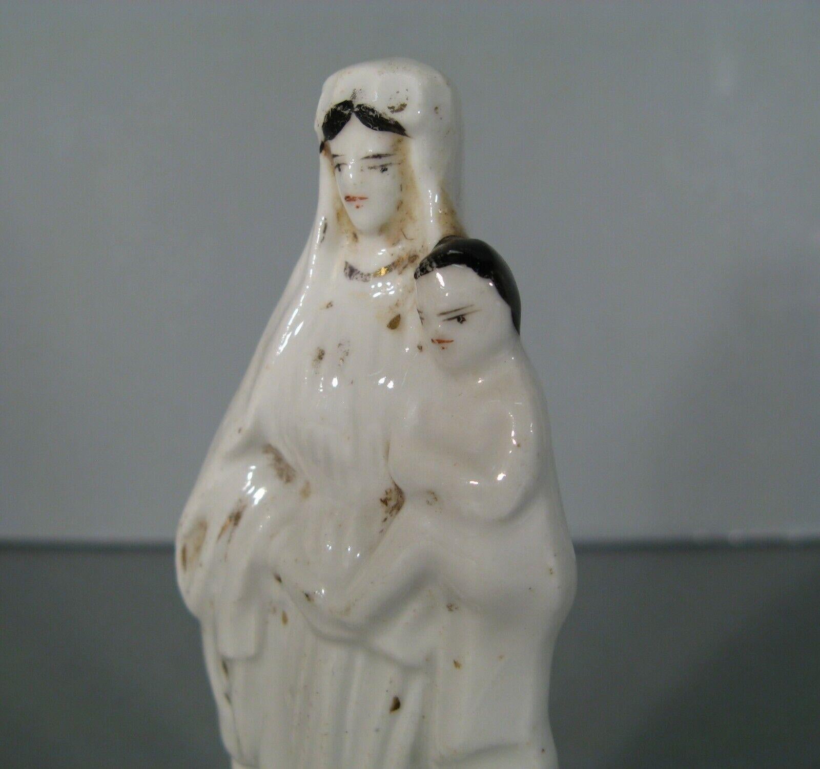 Antique Paris Porcelain Madonna and Child Statue - 1Y109 2