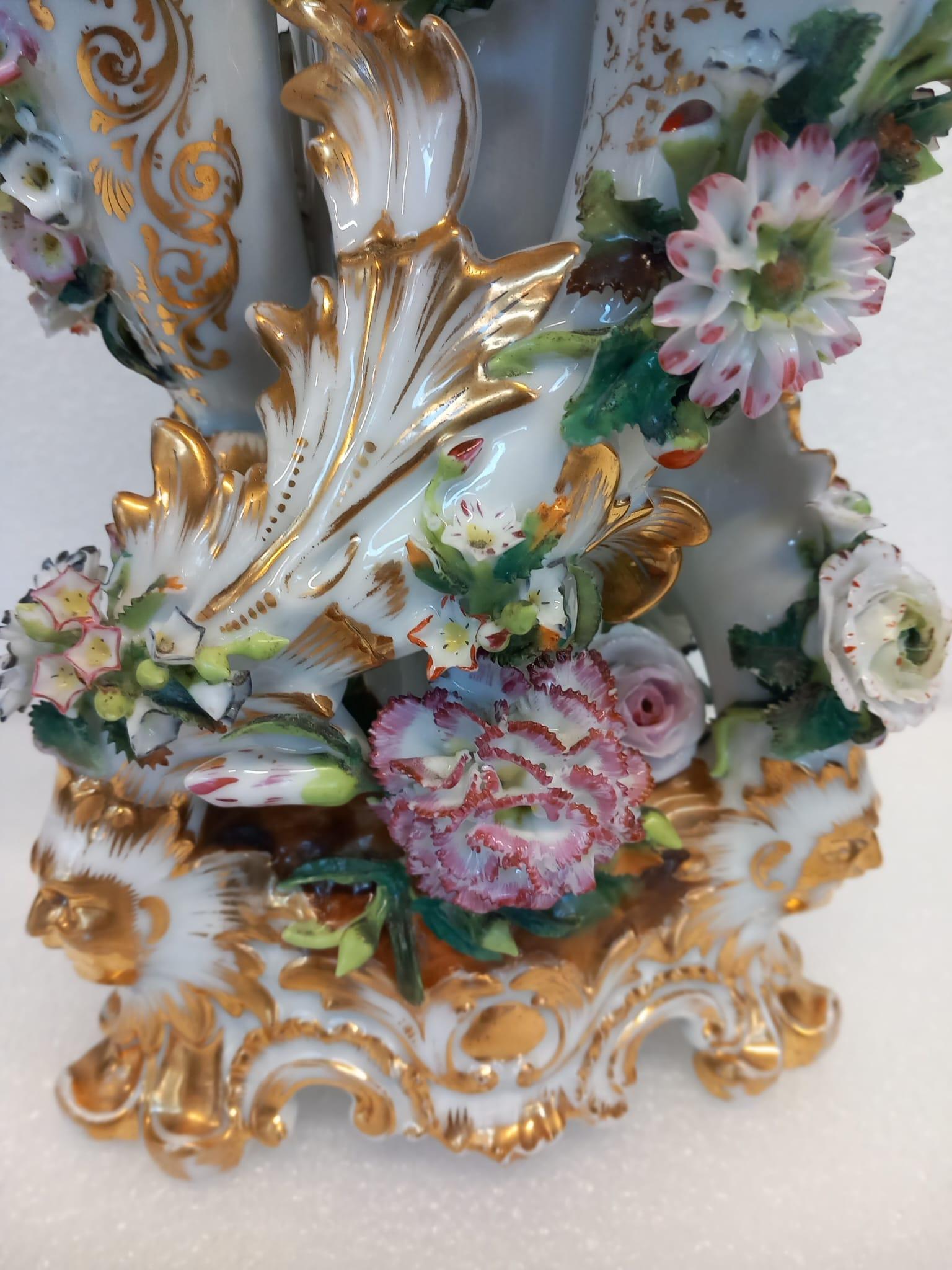 French Antique Paris porcelain vase in the shape of an épergne  For Sale