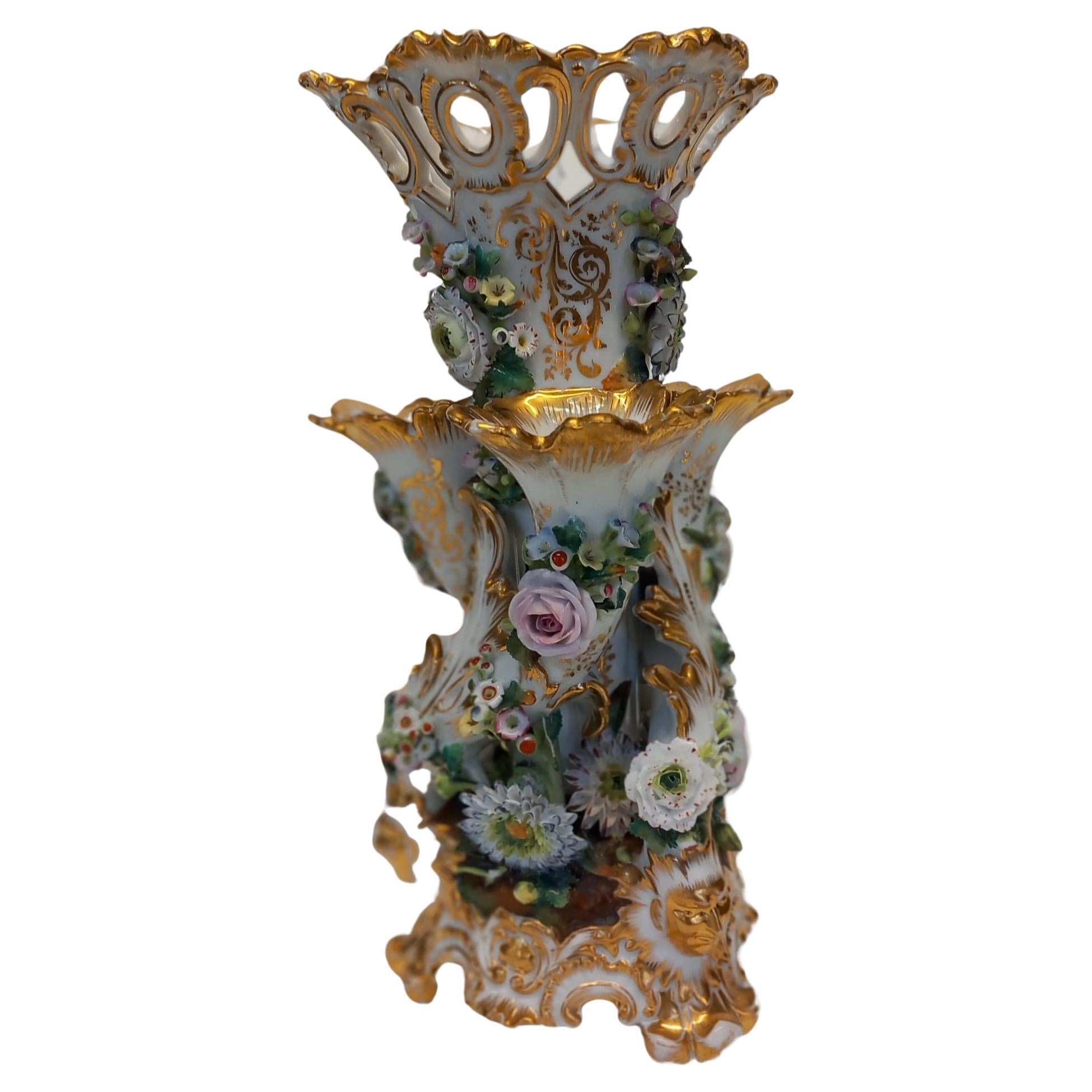 Antique Paris porcelain vase in the shape of an épergne  For Sale