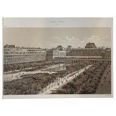 Lithographie ancienne du Palais Royal de Paris imprimée F Sorrieu par Hoffbauer, 1880