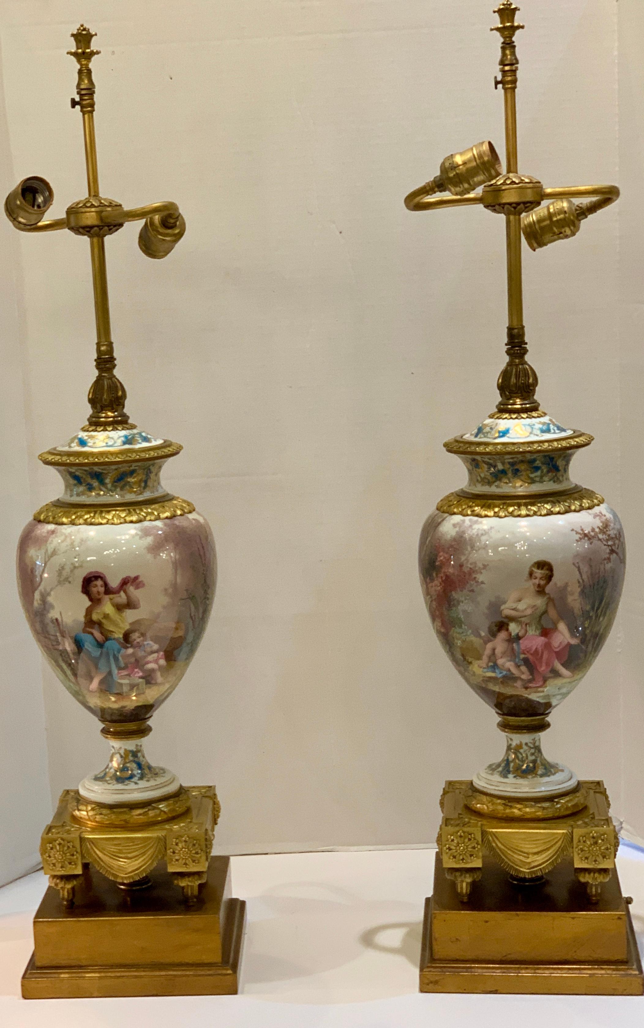 Antique Paris Sevres Louis XVI Style Gilt Bronze Charles Labarre Lamps 13