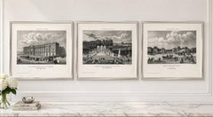 Antique Paris & Versailles Views Set of 3, Louvre St Cloud Versailles, c.1855