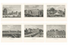 Antique Paris Views Set of 6, Chamouin Engravings – Louvre, Concorde, c.1855
