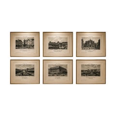 Antique Paris Views Set of 6, Chamouin Engravings – Palais Royal, Bourse, c.1855