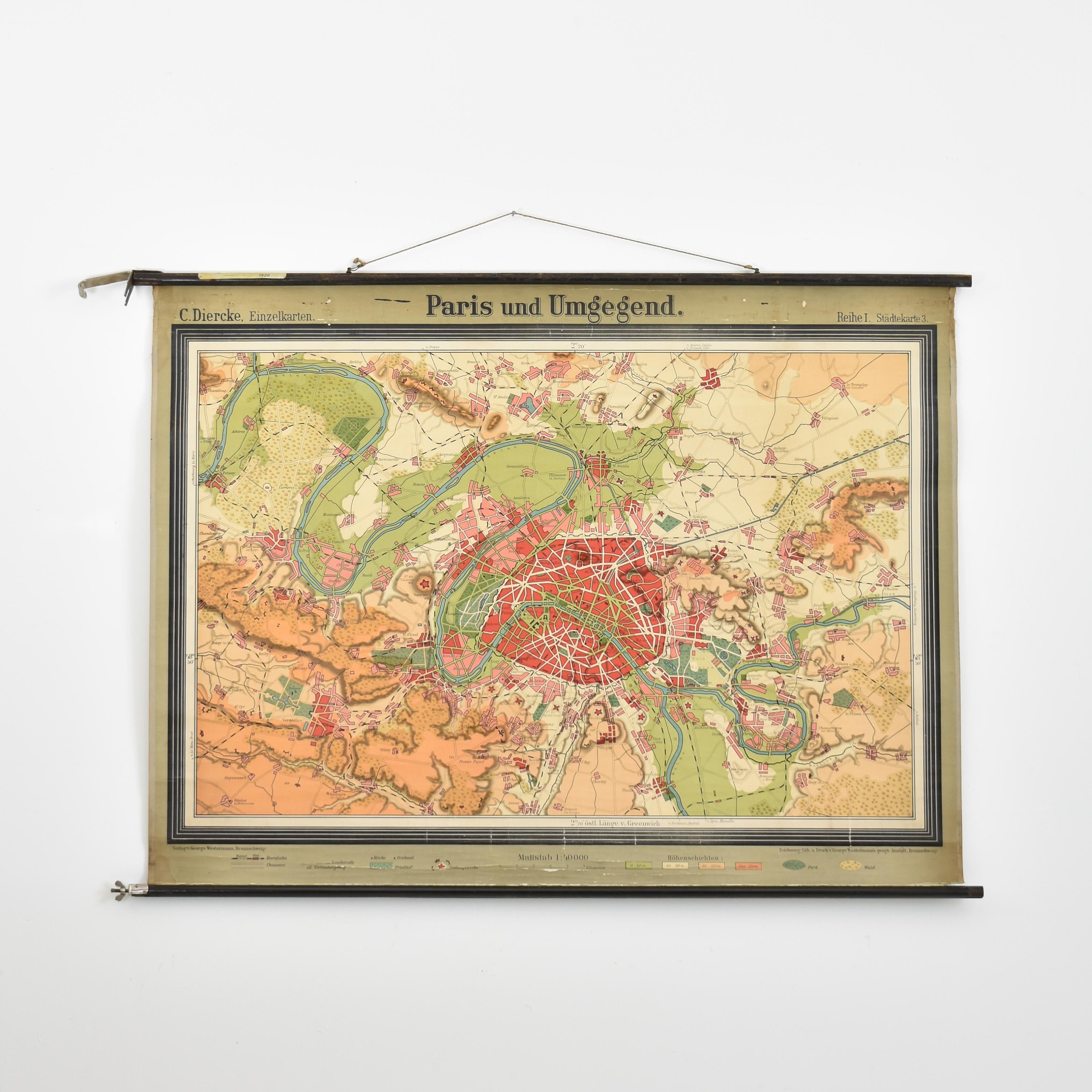 Canvas Antique Paris Wall Map by Westermann