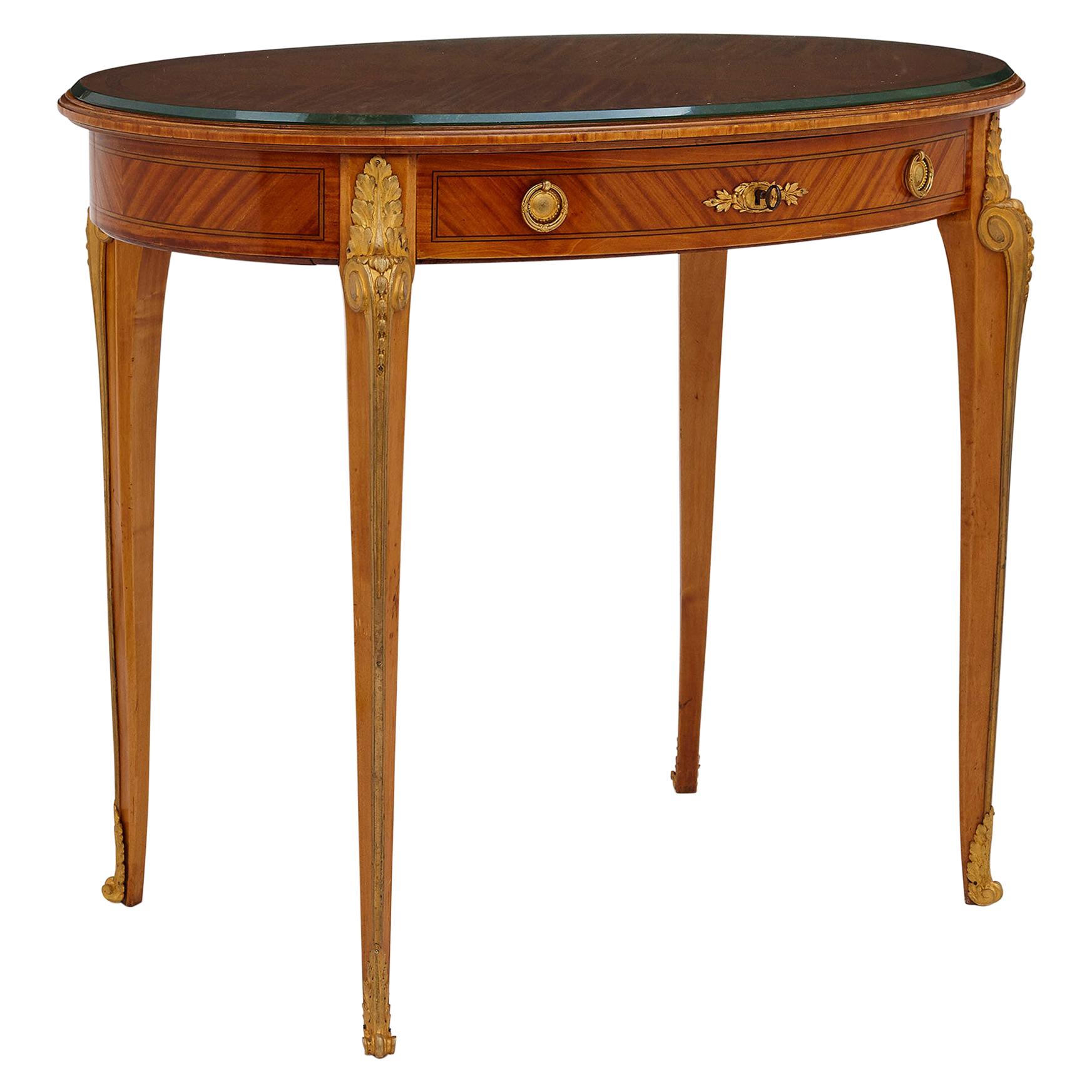 Antique Parisian Neoclassical Style Side Table by Au Gros Chêne For Sale