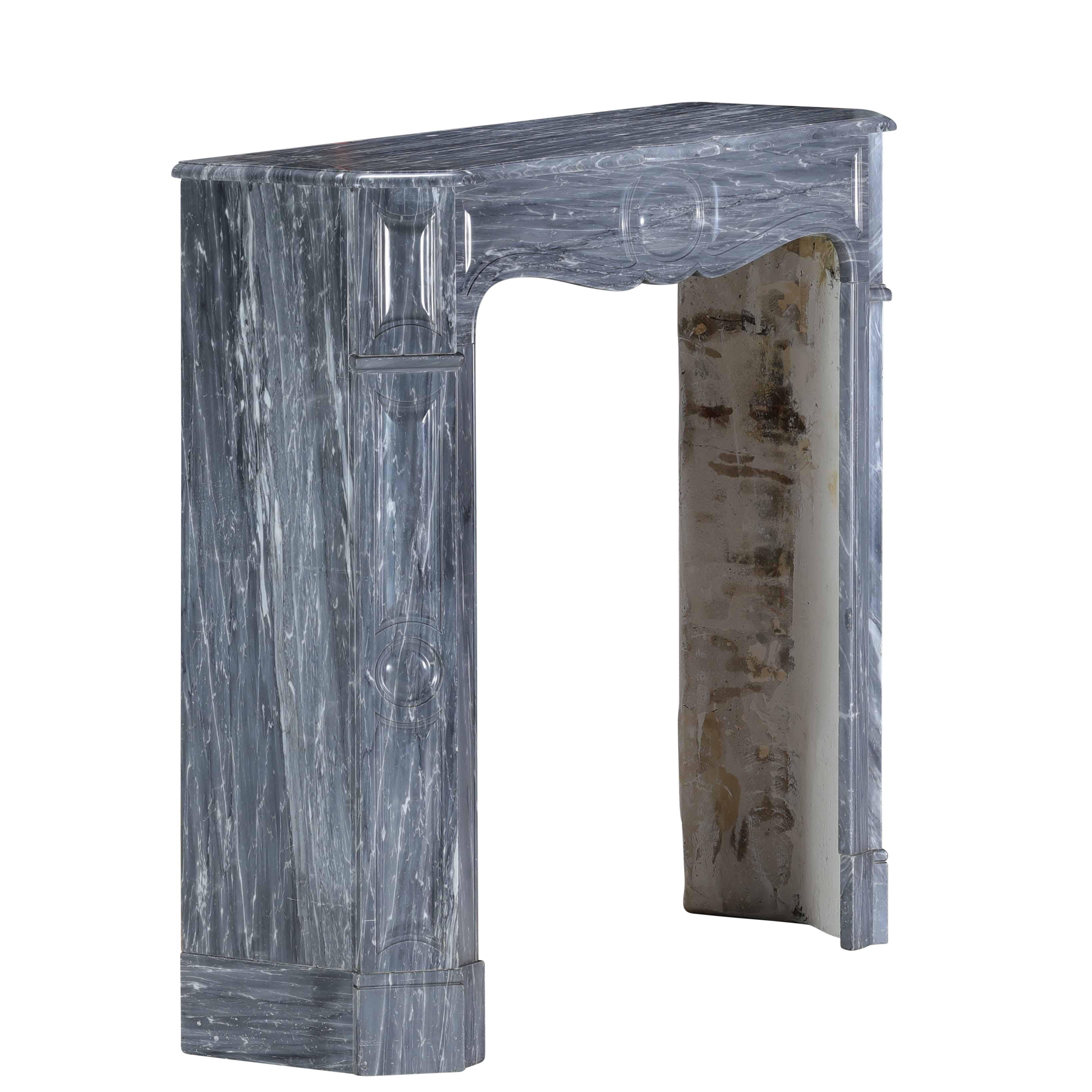 Chimenea Pompadour Parisina Antigua De Mármol Bleu Fleuri - Bardiglio Forito en venta 9