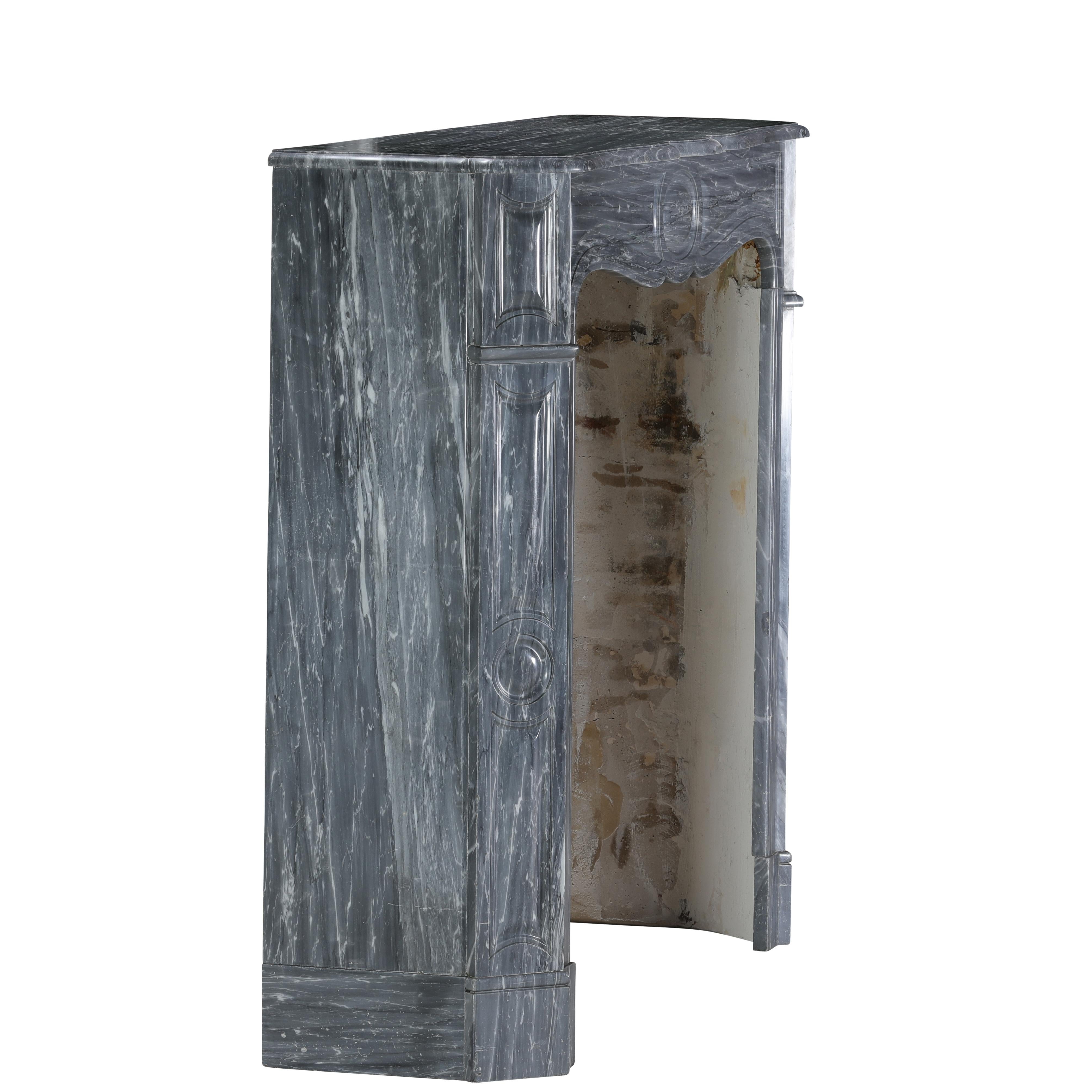 Chimenea Pompadour Parisina Antigua De Mármol Bleu Fleuri - Bardiglio Forito en venta 11