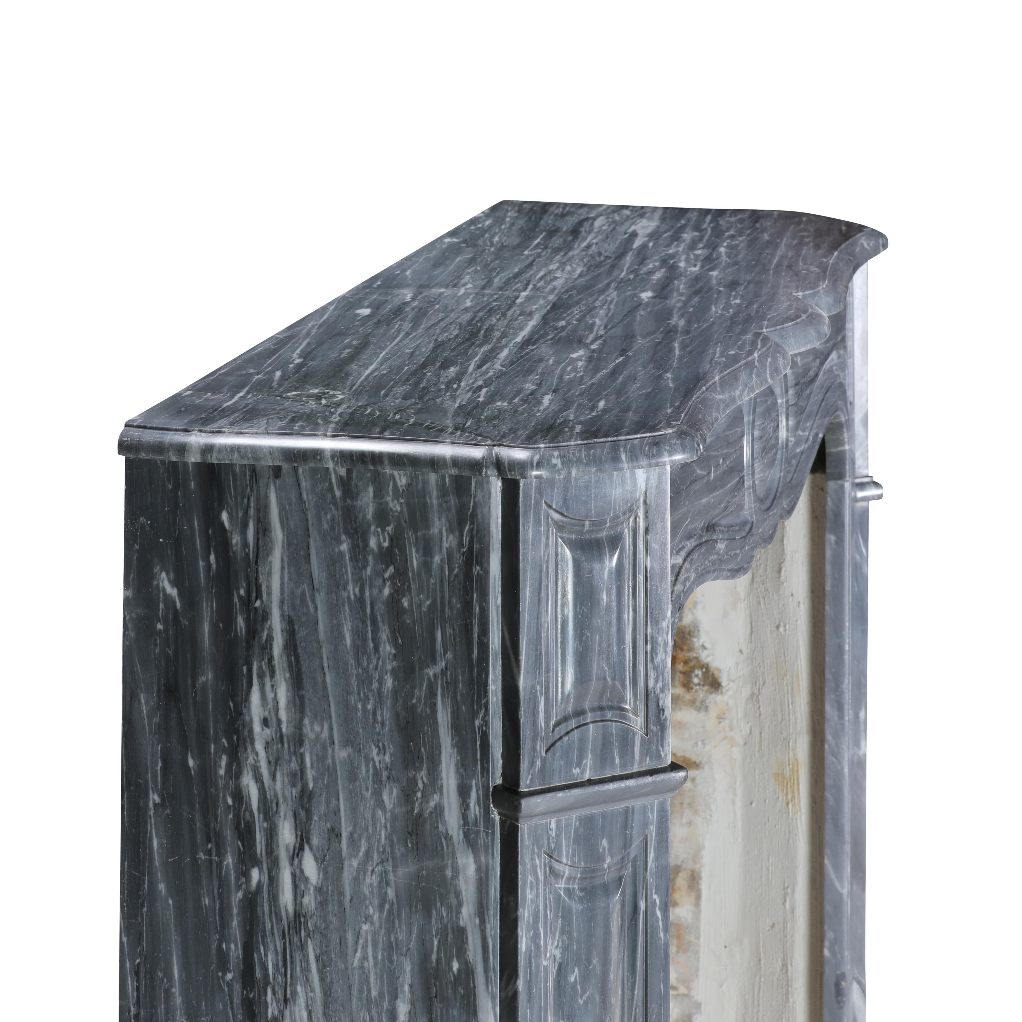 Chimenea Pompadour Parisina Antigua De Mármol Bleu Fleuri - Bardiglio Forito en venta 12