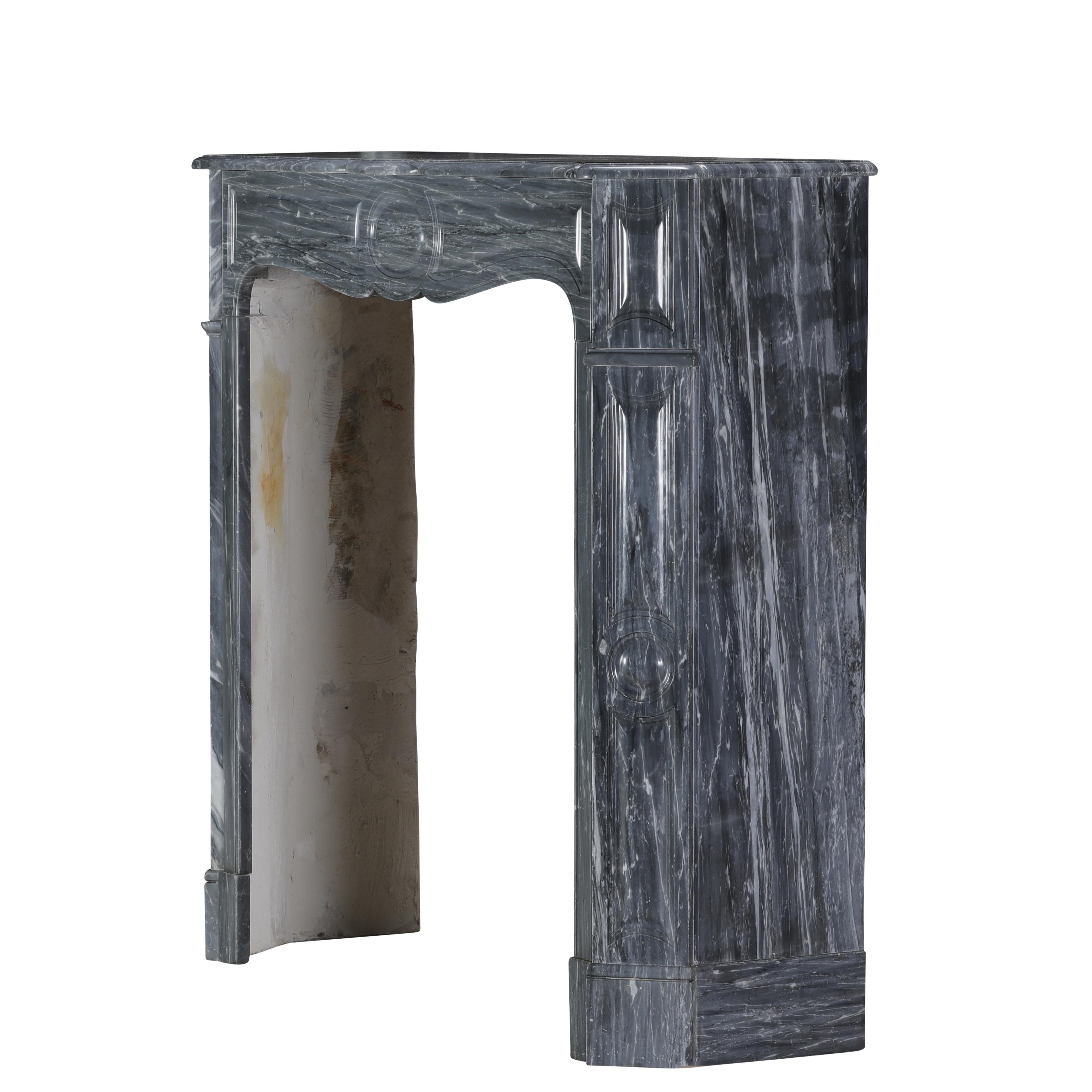 Chimenea Pompadour Parisina Antigua De Mármol Bleu Fleuri - Bardiglio Forito en venta 2