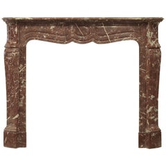 Antique Parisian Red Marble Fireplace Mantel