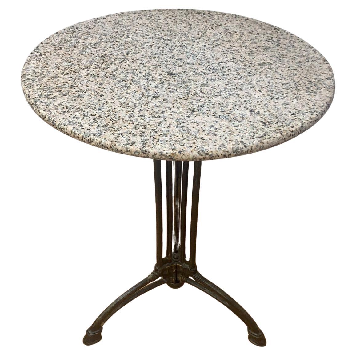 Antique Parisian Stone Top Cast Iron Bistro Table