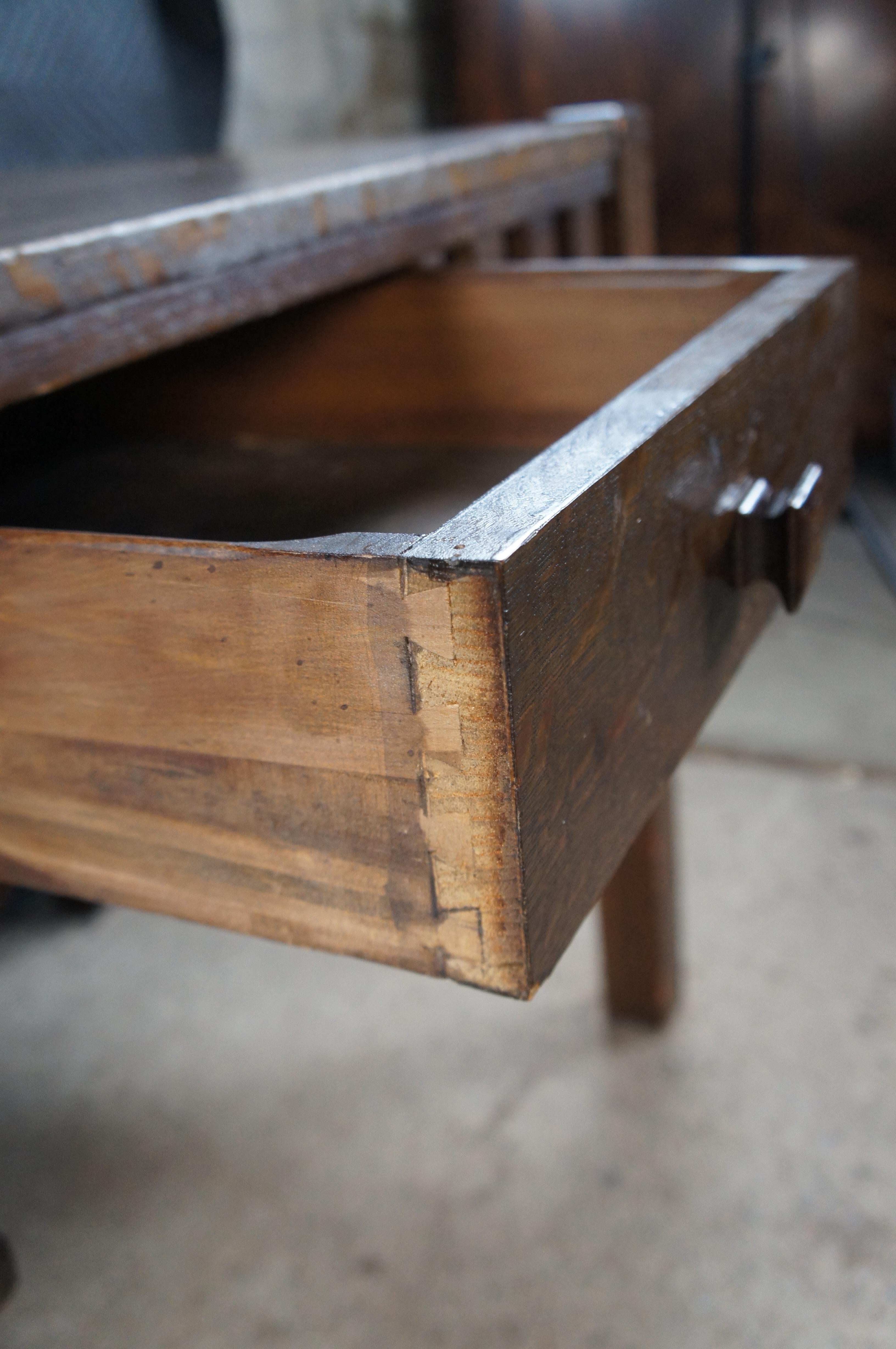 20th Century Antique Park Furniture Quartersawn Oak Mission Arts Crafts Library Table Desk For Sale