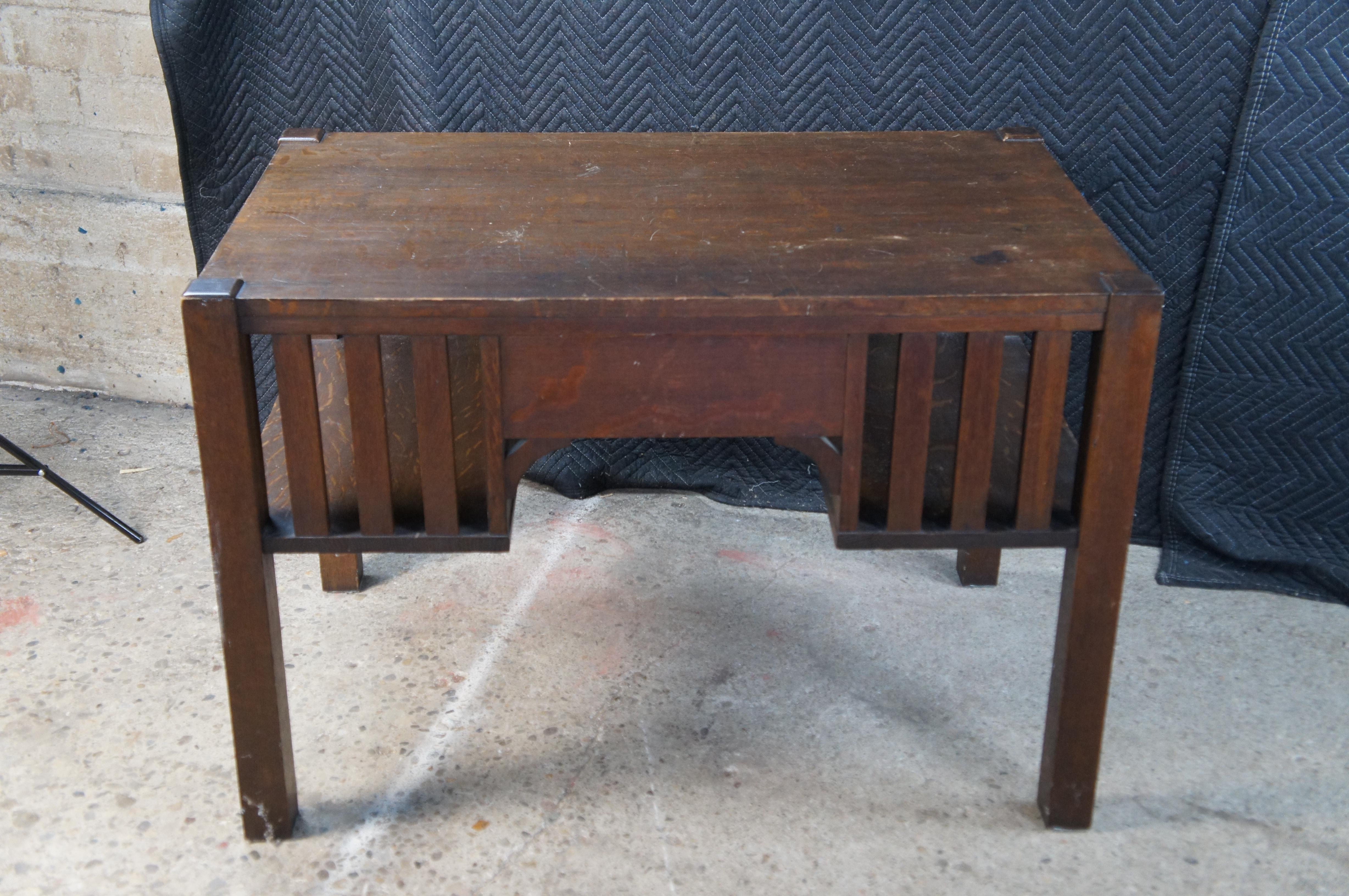 Antique Park Furniture Quartersawn Oak Mission Arts Crafts Library Table Desk For Sale 4