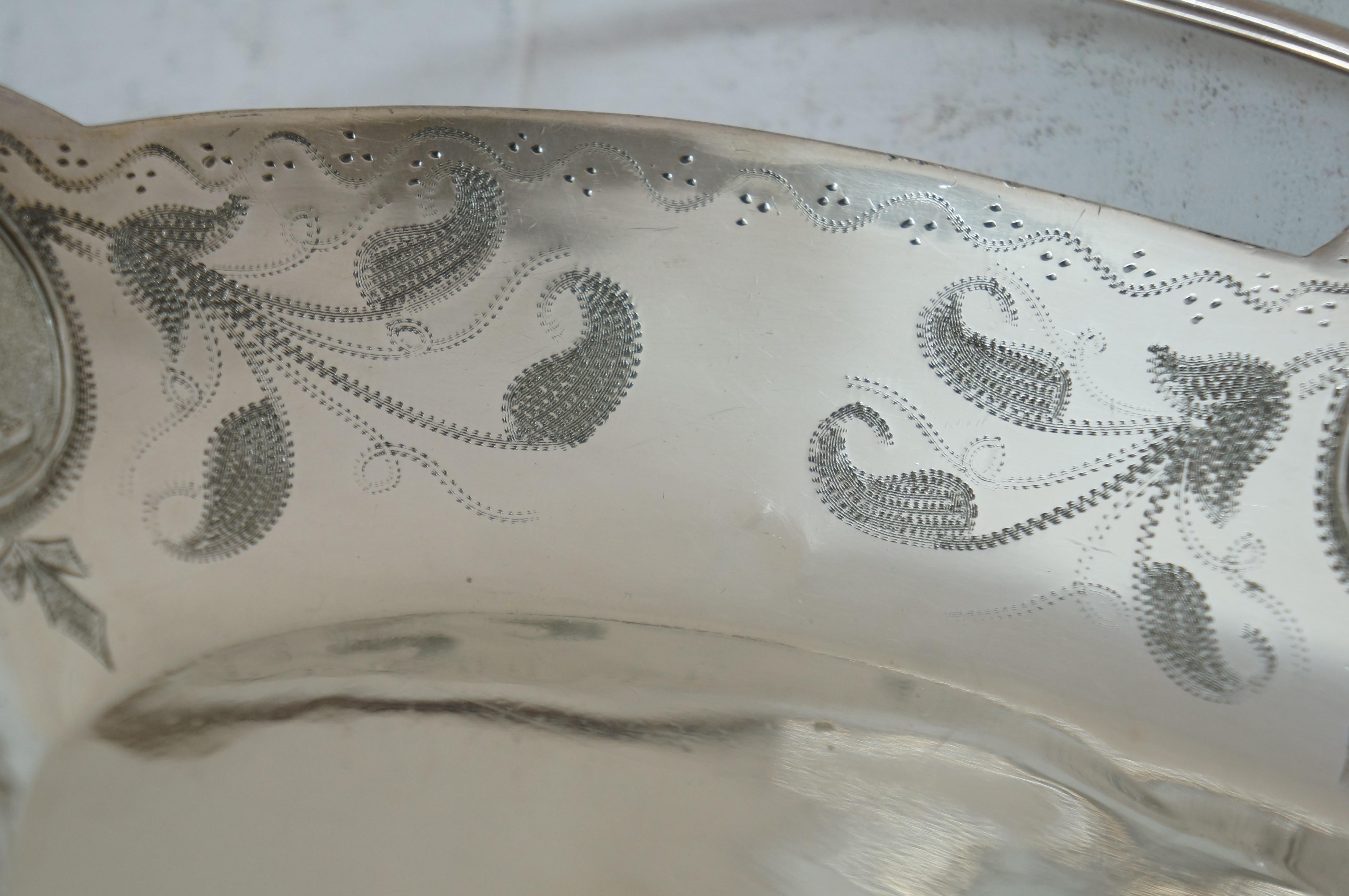 Antike Parker & Casper Neoklassische Silberblech Fuß Brotkorb Kompott 11