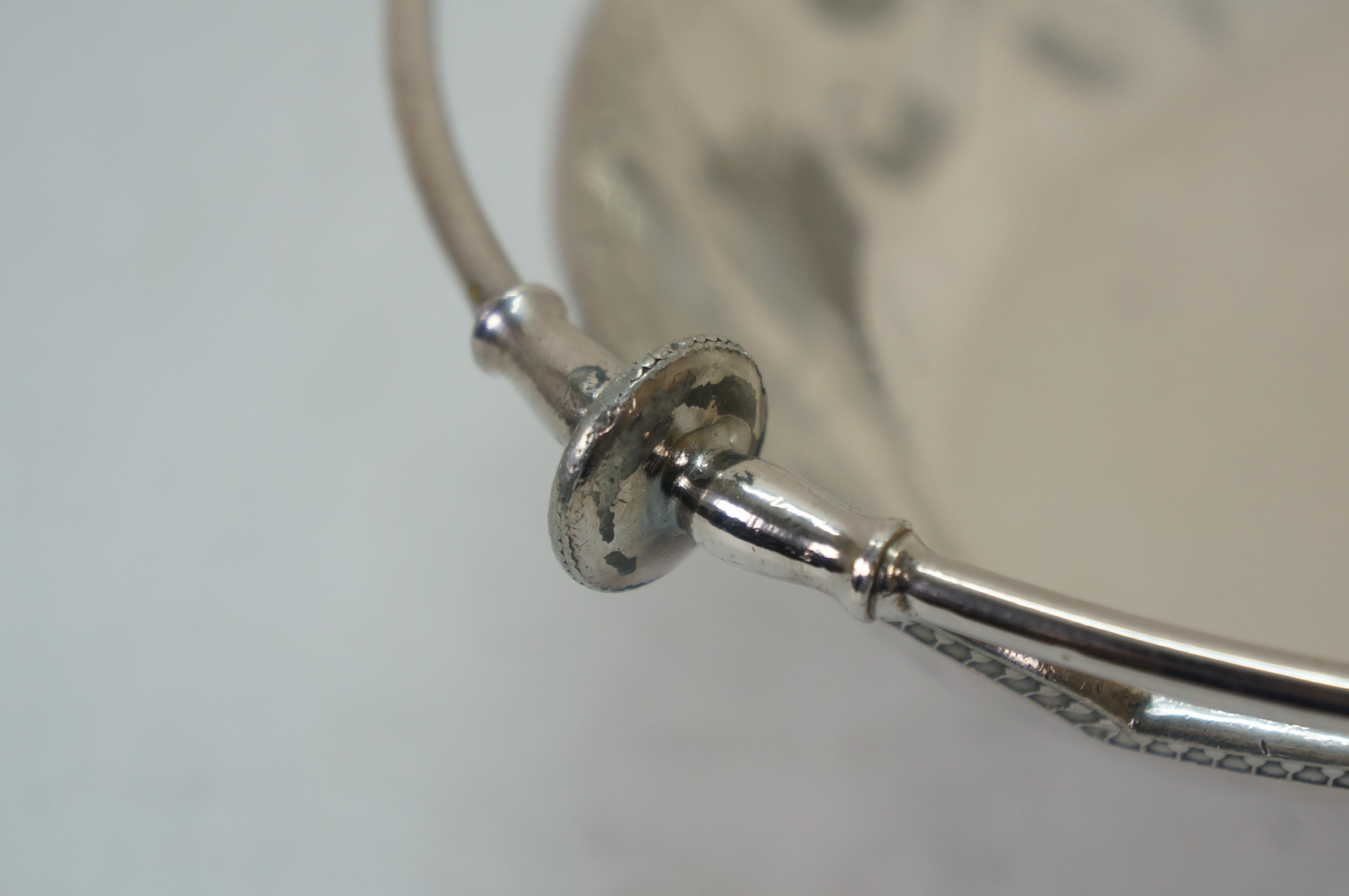 Antike Parker & Casper Neoklassische Silberblech Fuß Brotkorb Kompott 11