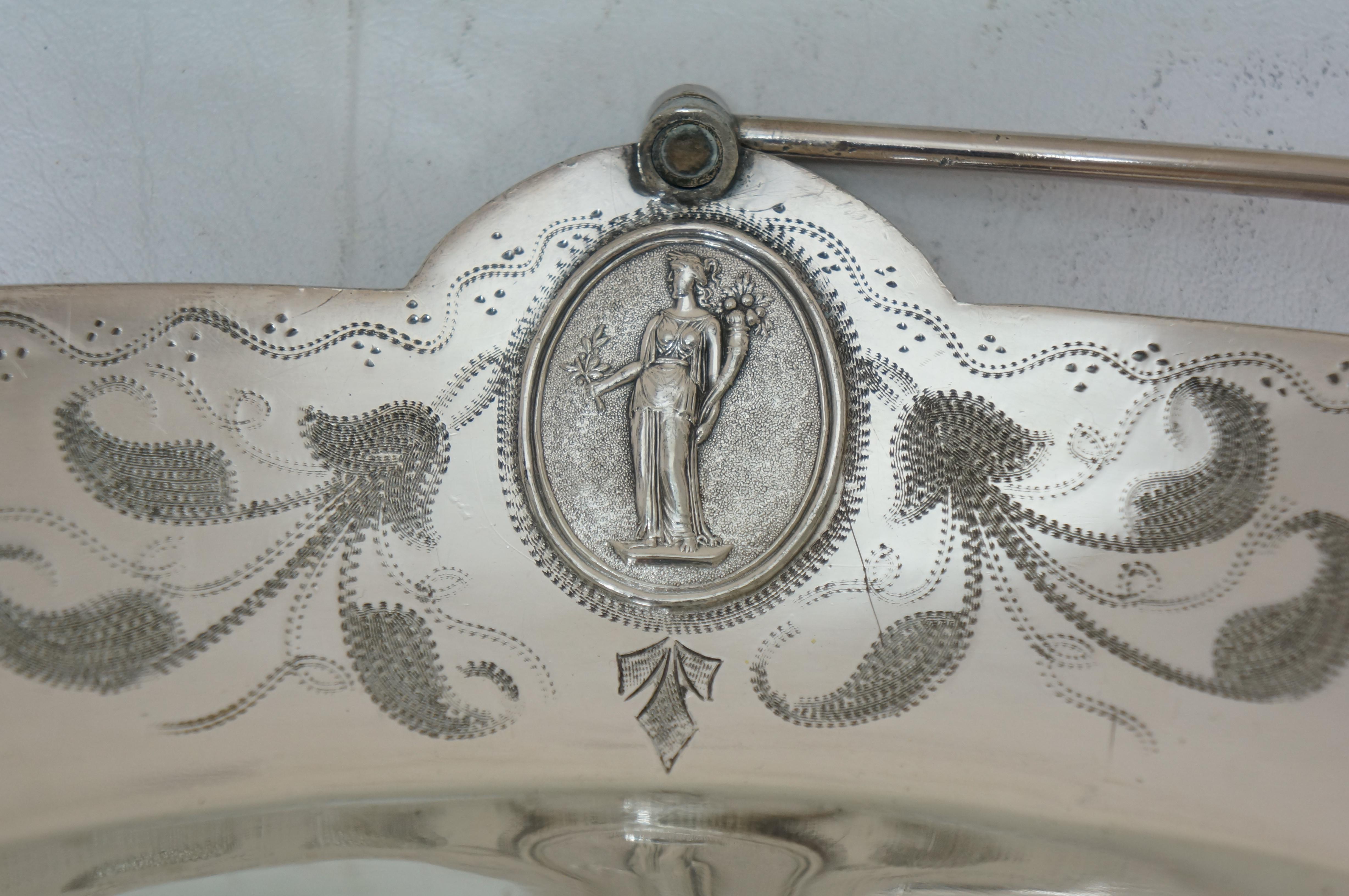 Antike Parker & Casper Neoklassische Silberblech Fuß Brotkorb Kompott 11