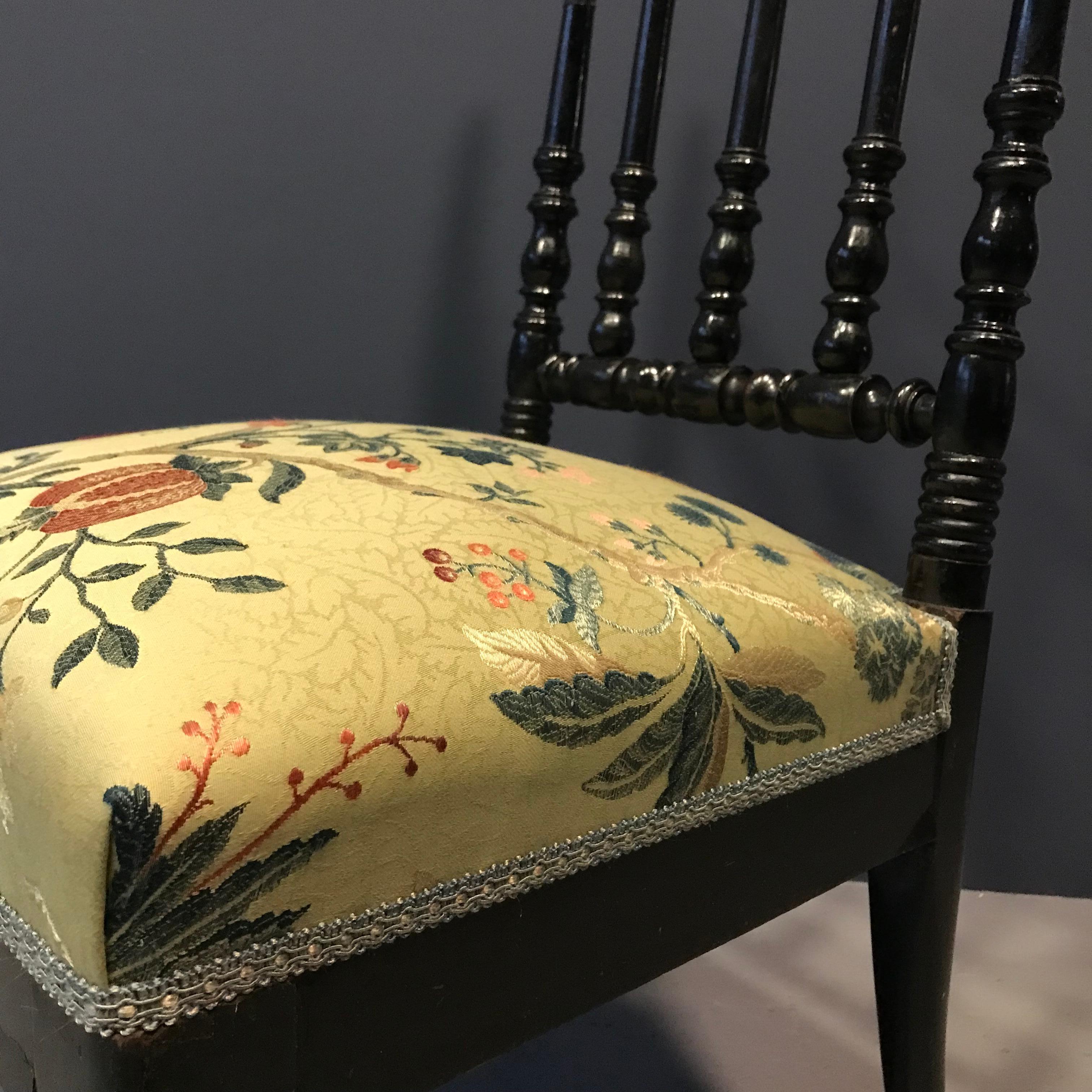Antique Parlor Chair with Nobilis Floral Fabric For Sale 2
