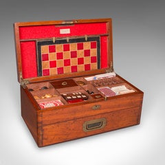 Antique Parlour Games Compendium, English, Gaming Box, Chess, Cards, Victorian