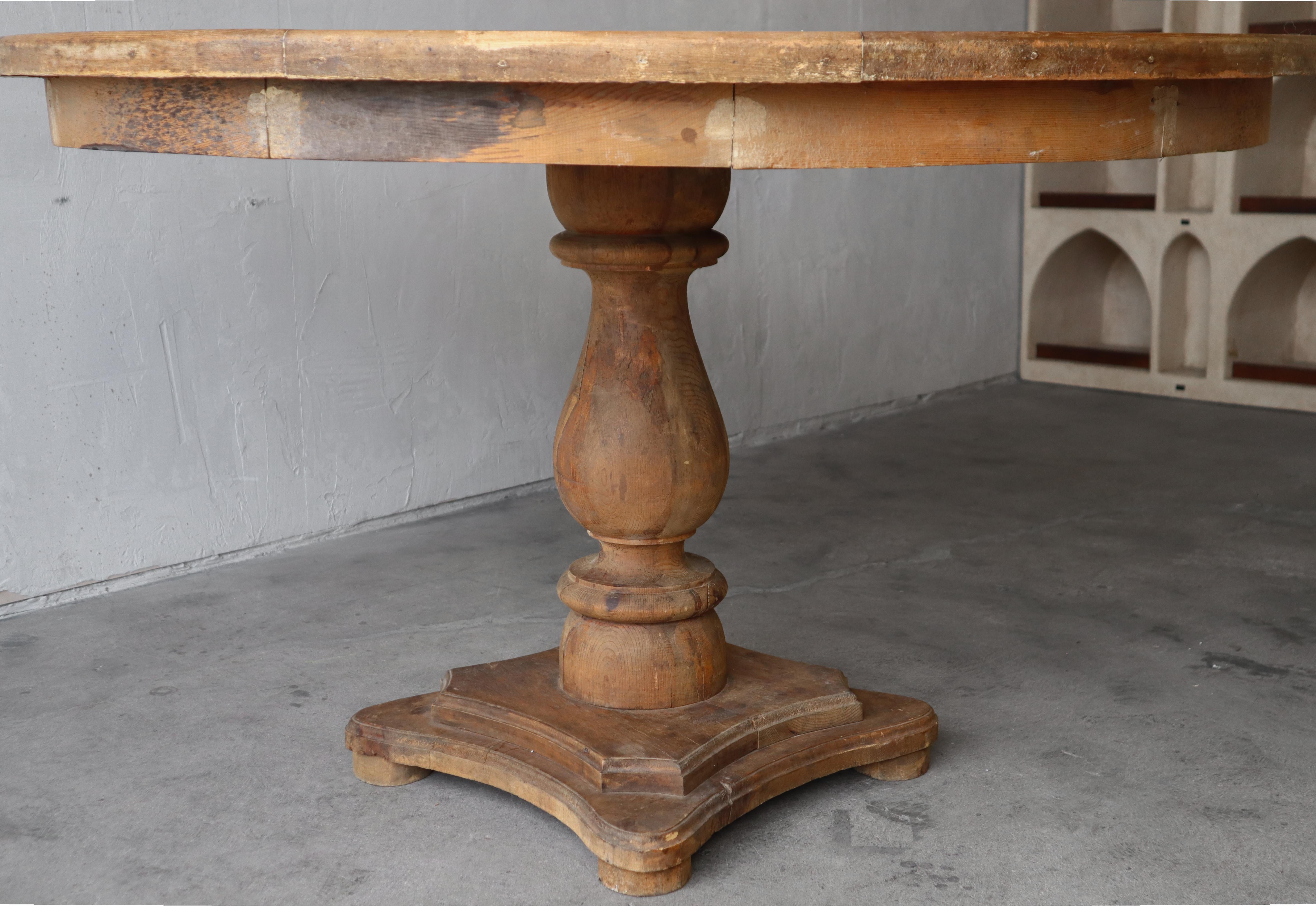 Antike Parkett Wood Pedestal Dining Center Tisch im Angebot 2
