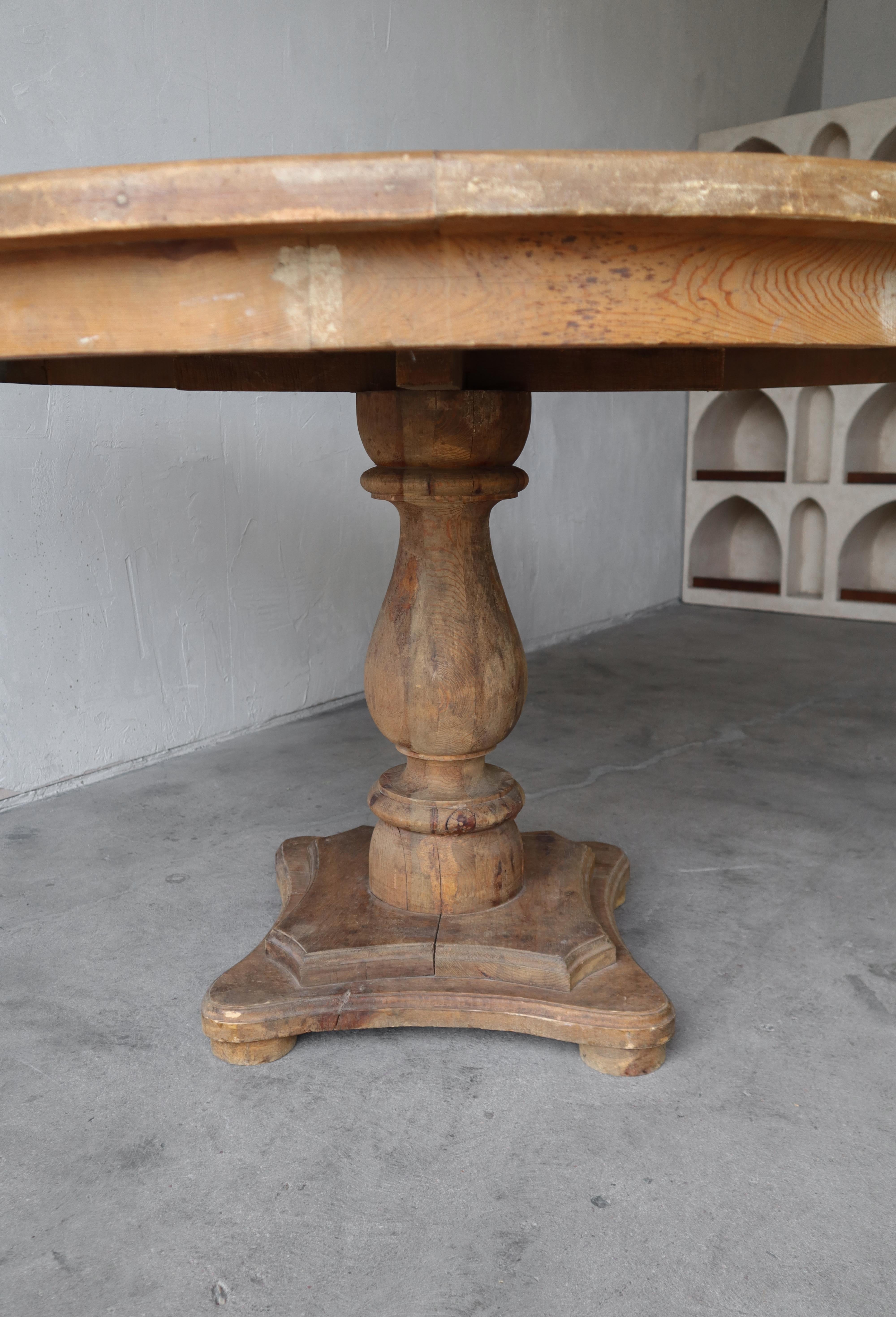 Antike Parkett Wood Pedestal Dining Center Tisch im Angebot 3