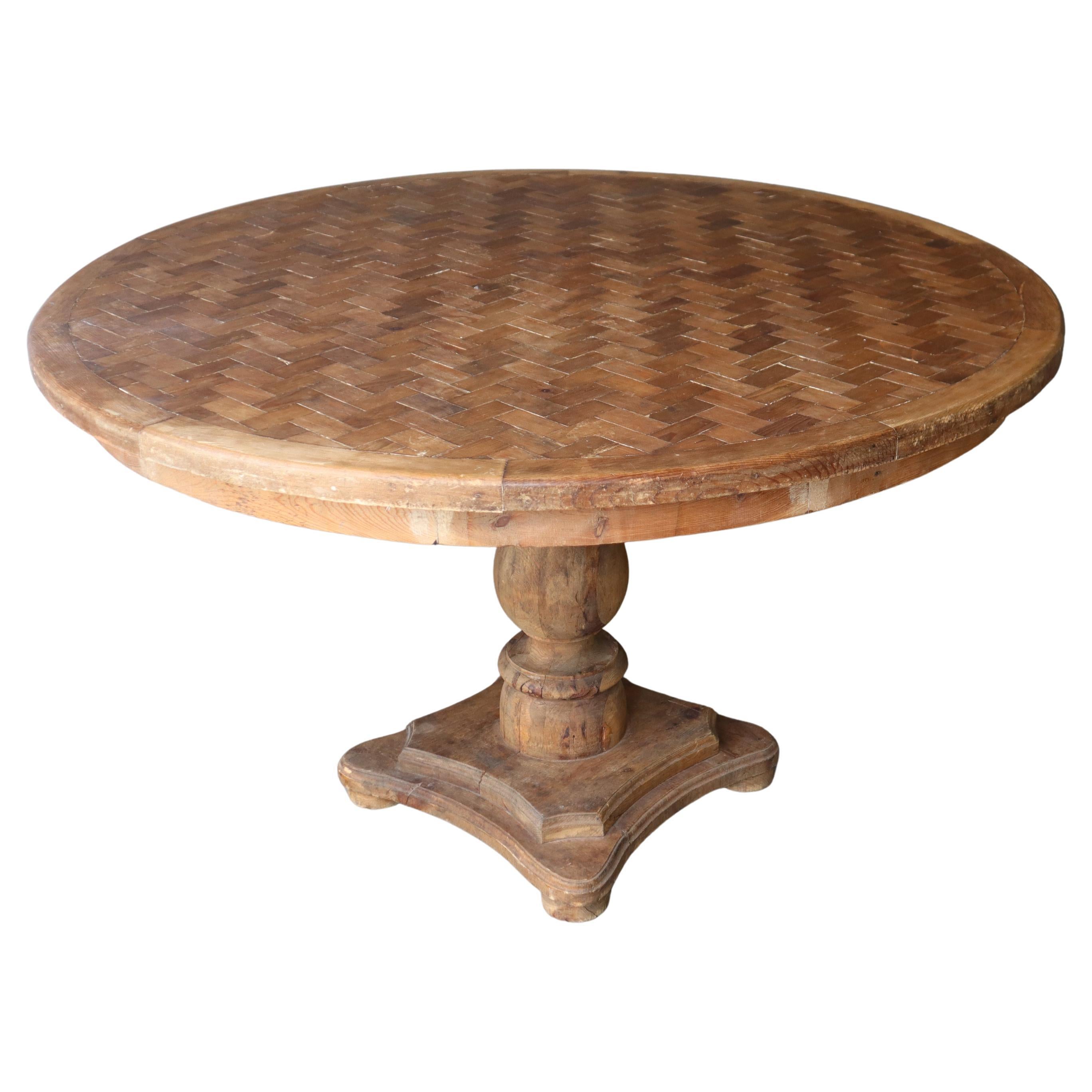 Tavolo da pranzo con piedistallo in legno antico Wood