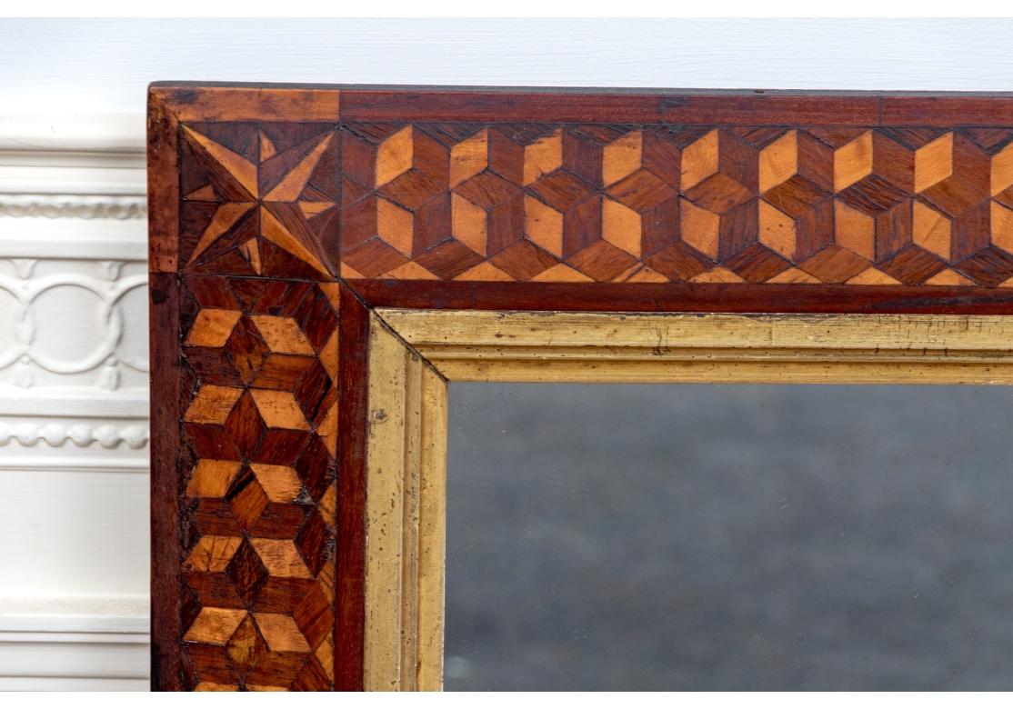 XIX secolo Specchio con cornice in parquet antico in vendita