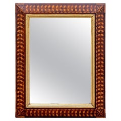 Specchio con cornice in parquet antico