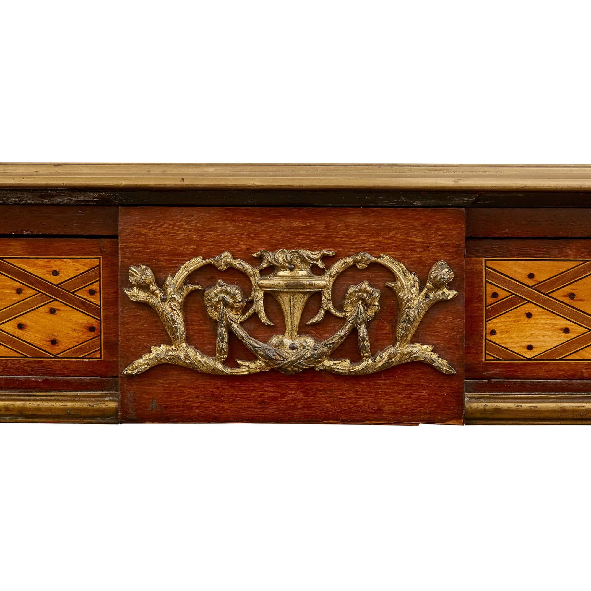 Antique Parquetry, Ormolu and Leather Bureau Plat by Ross  In Good Condition For Sale In London, GB