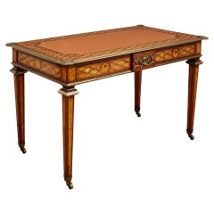 Antique Parquetry, Ormolu and Leather Bureau Plat by Ross 