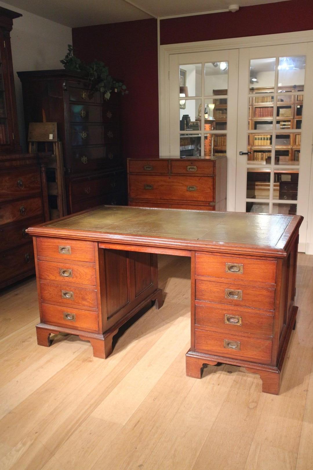Antique Partner Desk For Sale at 1stDibs
