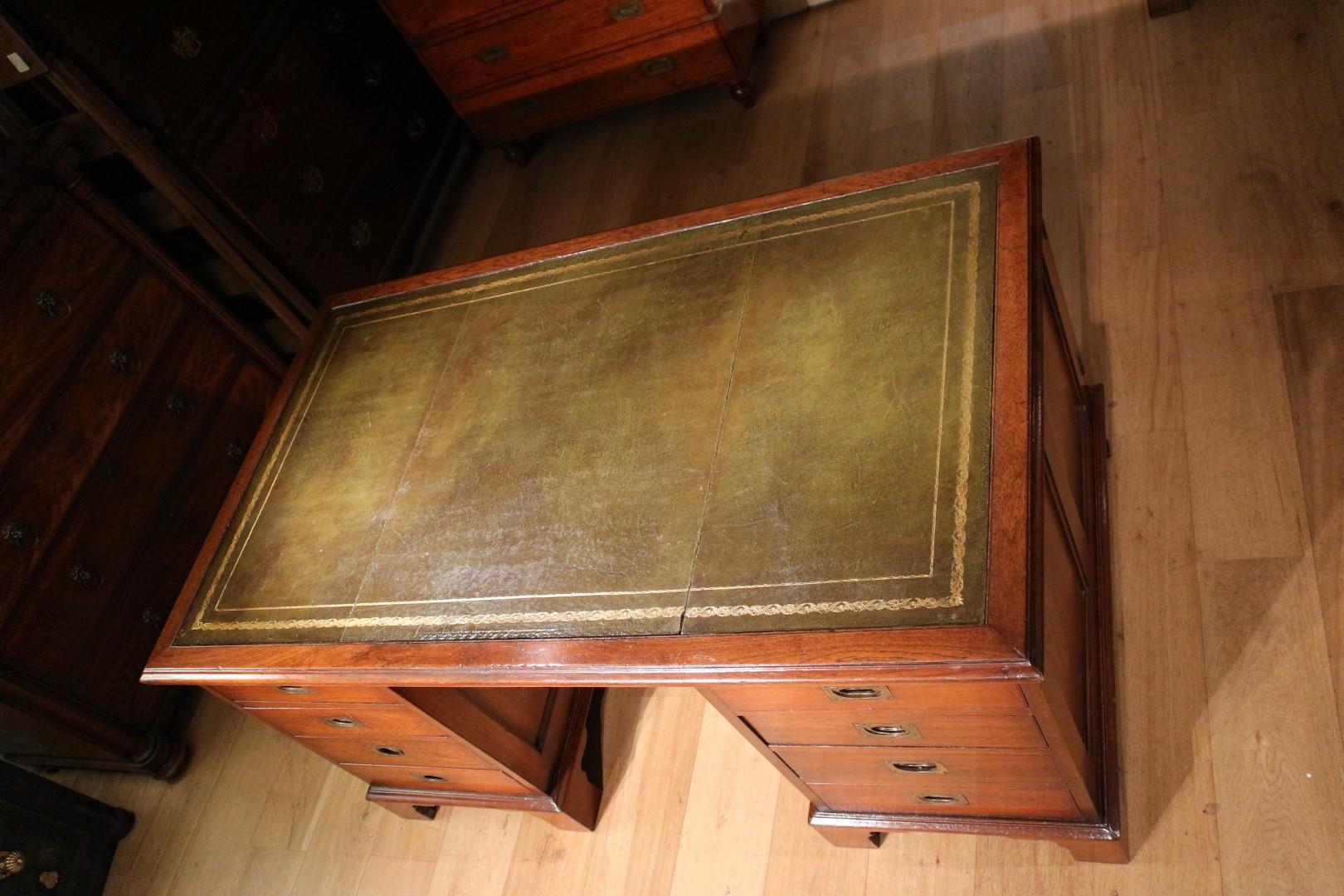Teak Antique Partner Desk For Sale