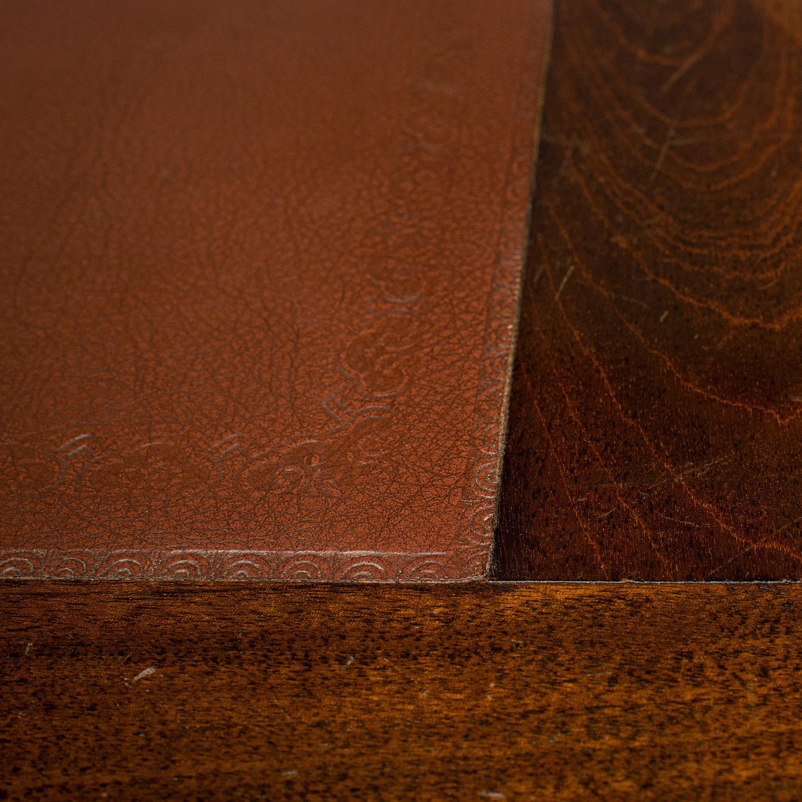 Antique Partner's Desk, English, Mahogany, Leather, Writing Table, Edwardian 7