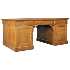 Antique, Partner's Desk, John Taylor & Son, Edinburgh, Gothic, Oak, circa 1870