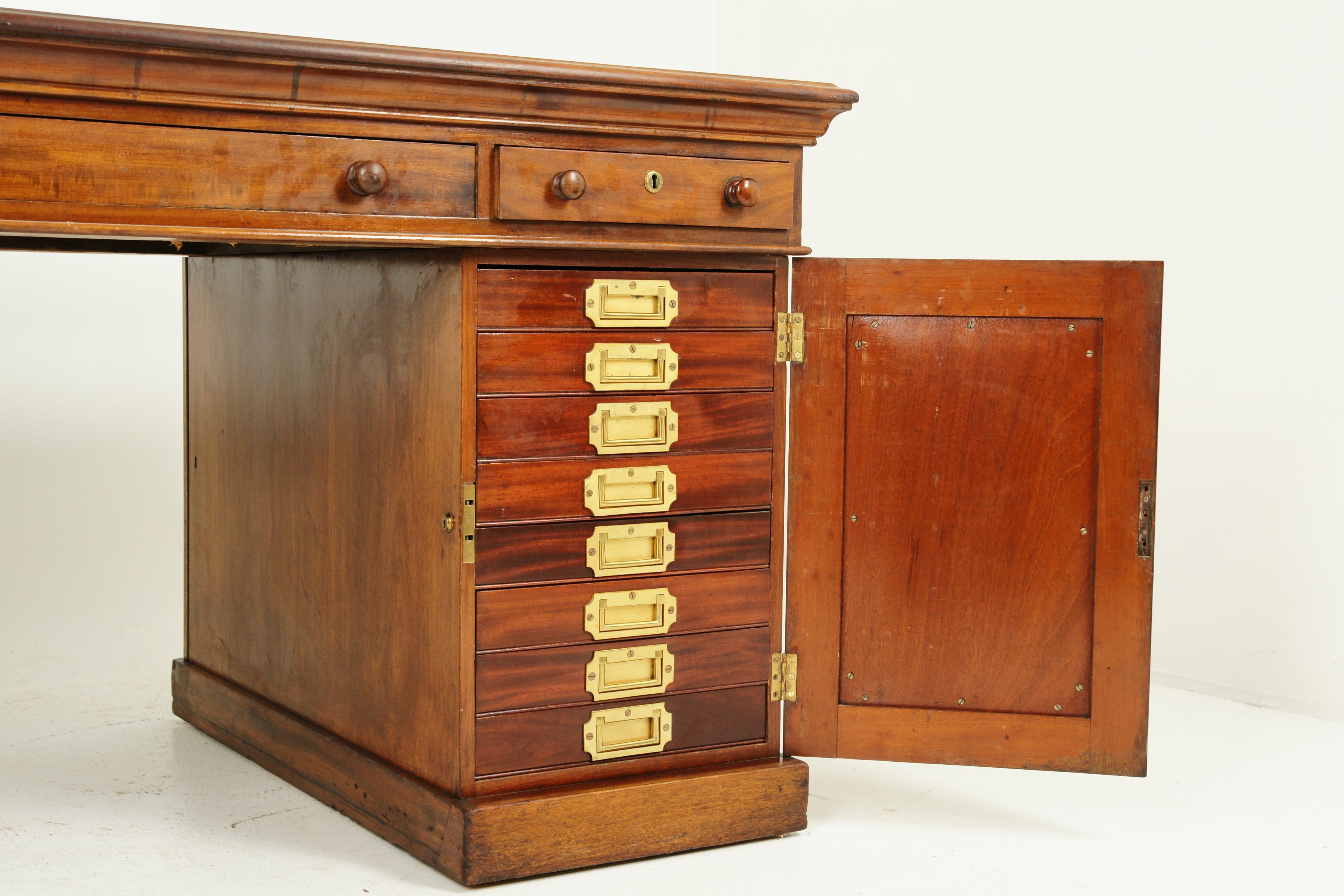 Antique Partners Desk, Walnut Desk, Victorian, 24 Drawers, Scotland 1870, B1371 4