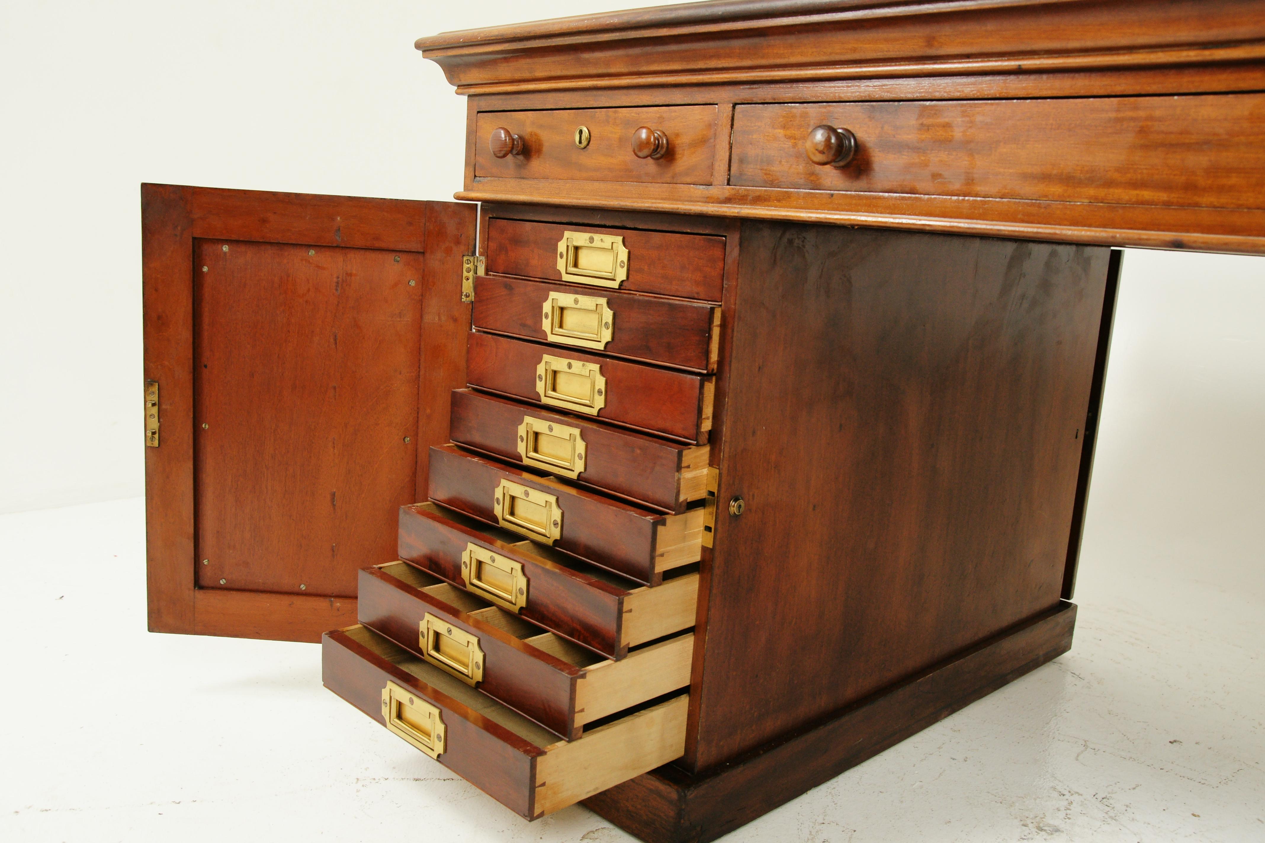 Antique Partners Desk, Walnut Desk, Victorian, 24 Drawers, Scotland 1870, B1371 5