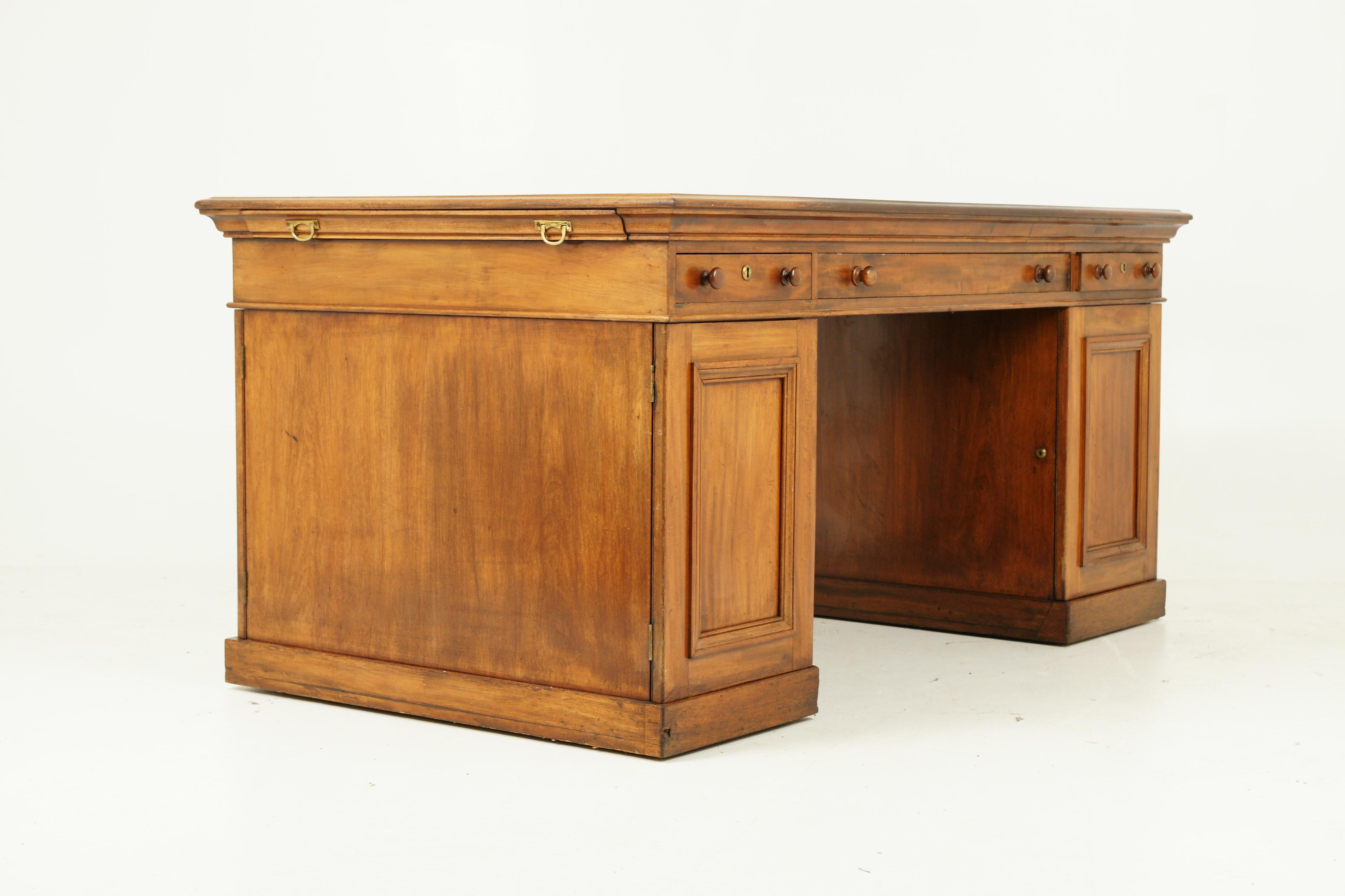 Antique Partners Desk, Walnut Desk, Victorian, 24 Drawers, Scotland 1870, B1371 6