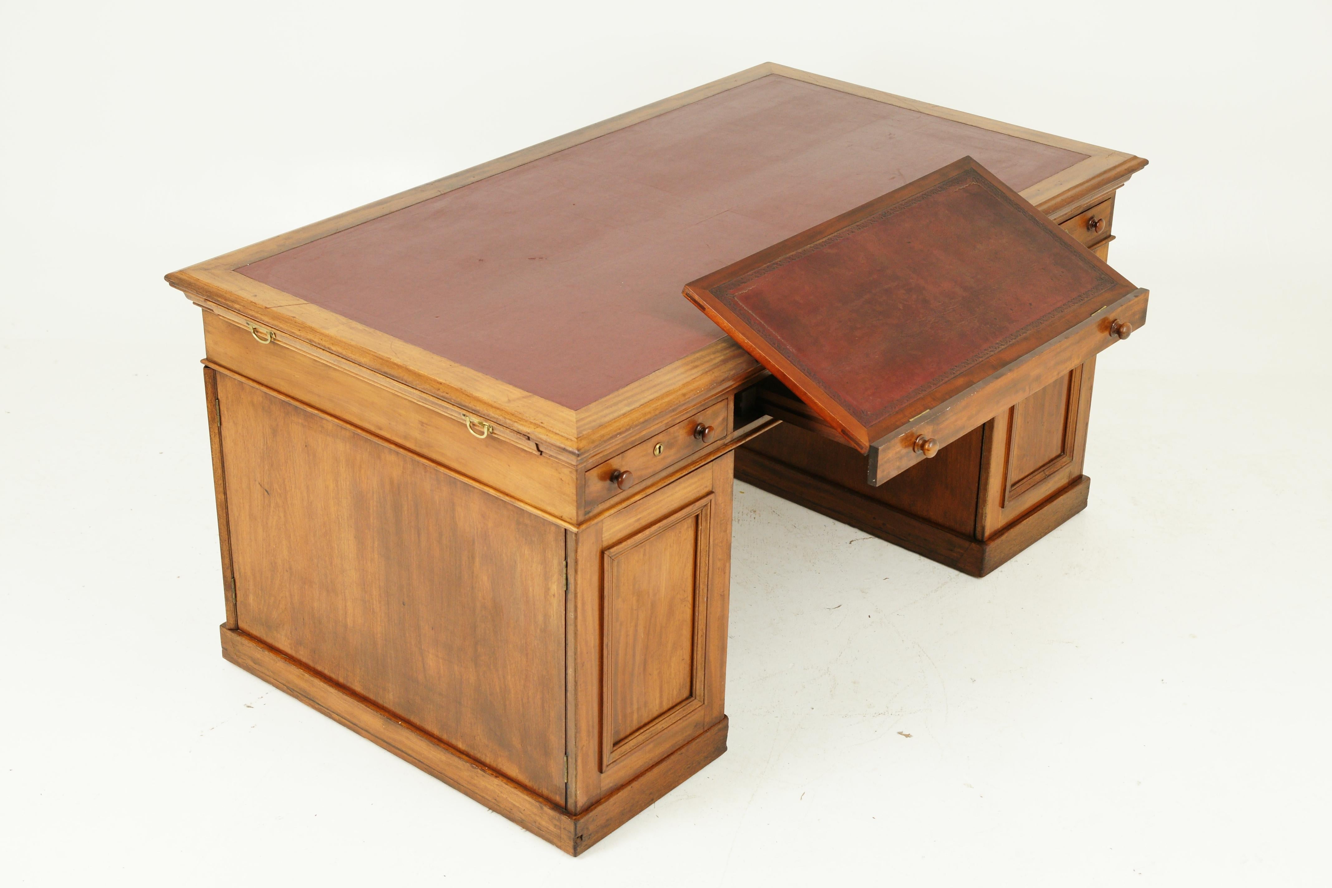 Antique Partners Desk, Walnut Desk, Victorian, 24 Drawers, Scotland 1870, B1371 8