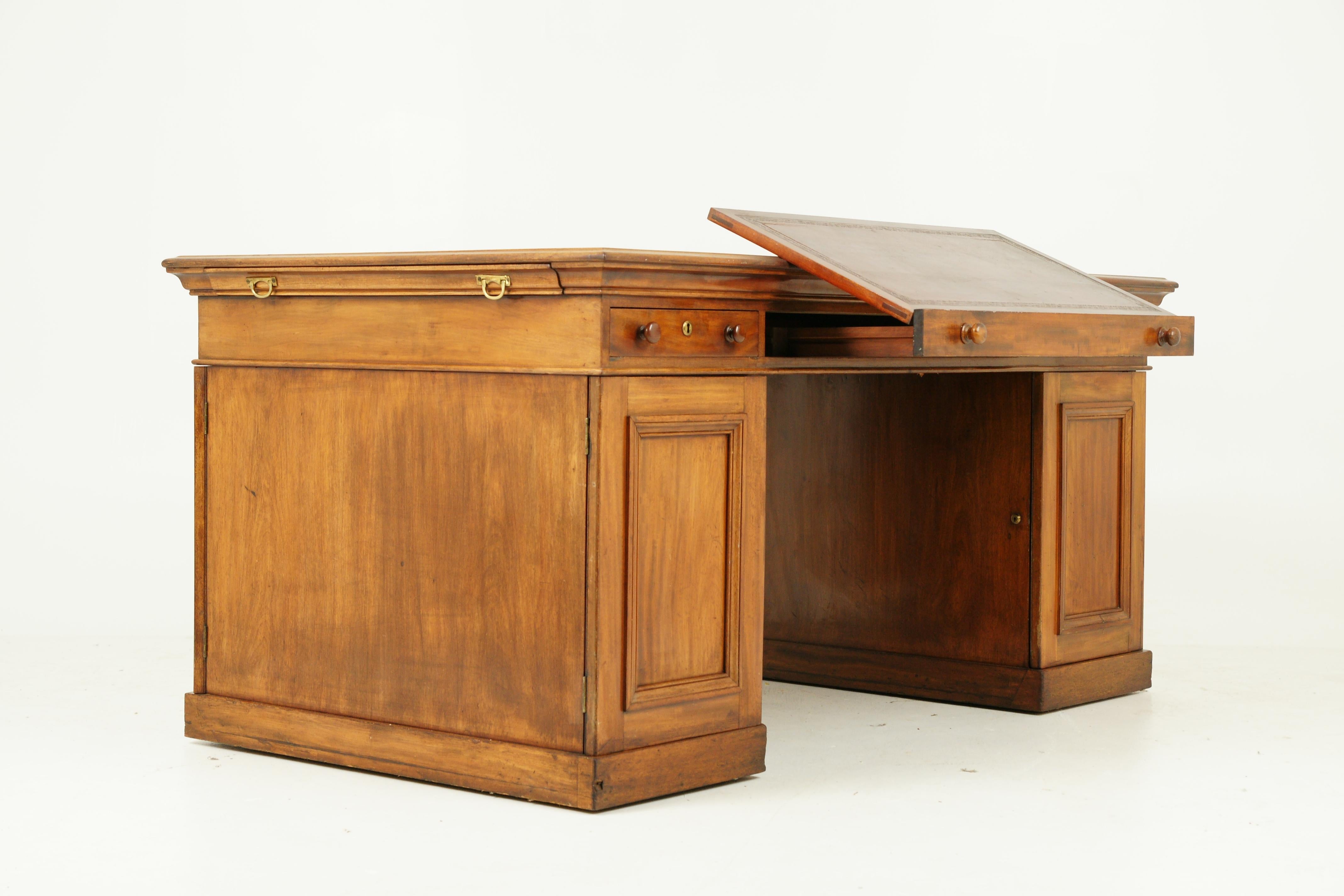 Antique Partners Desk, Walnut Desk, Victorian, 24 Drawers, Scotland 1870, B1371 9