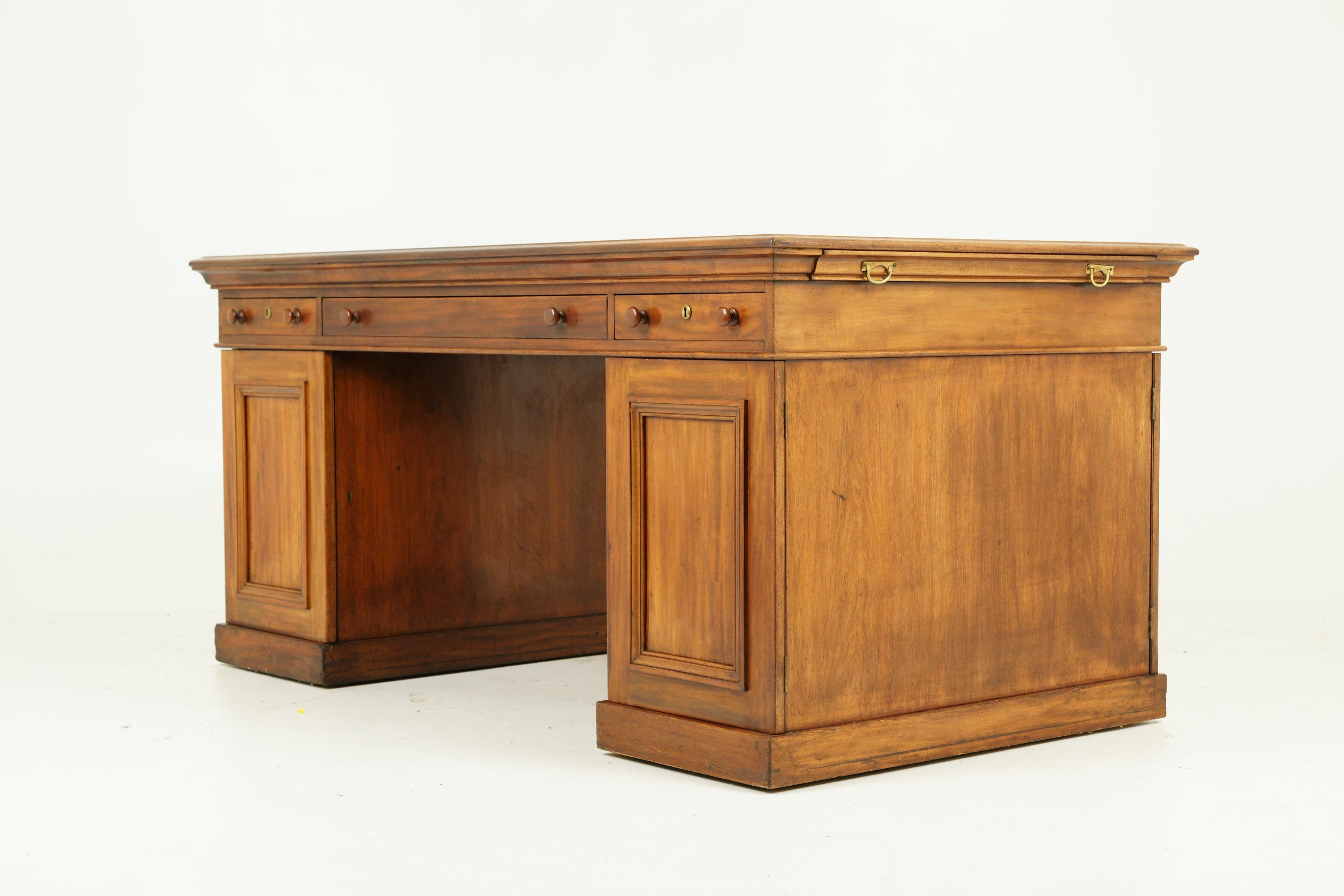 Antique Partners Desk, Walnut Desk, Victorian, 24 Drawers, Scotland 1870, B1371 10