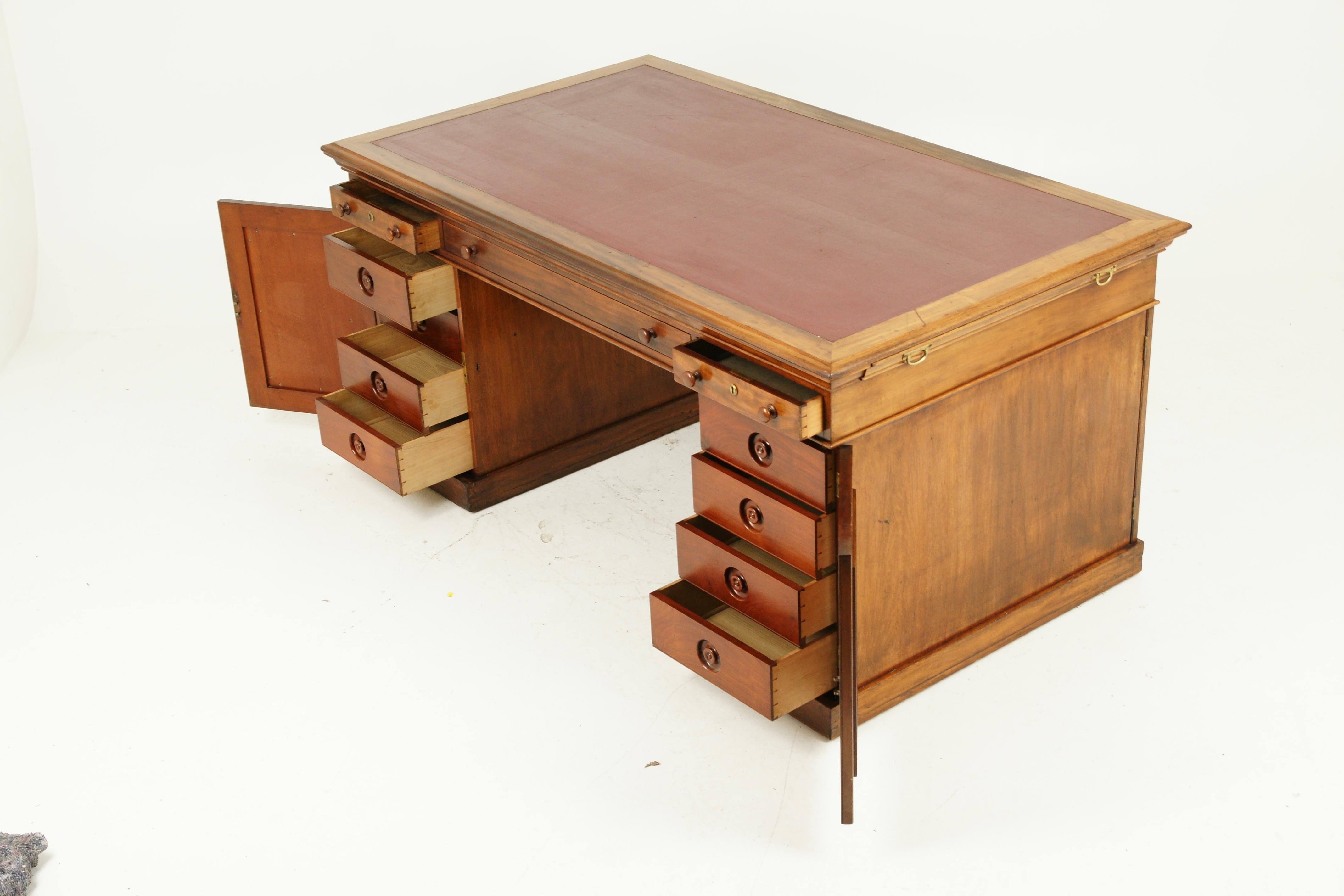 Antique Partners Desk, Walnut Desk, Victorian, 24 Drawers, Scotland 1870, B1371 11