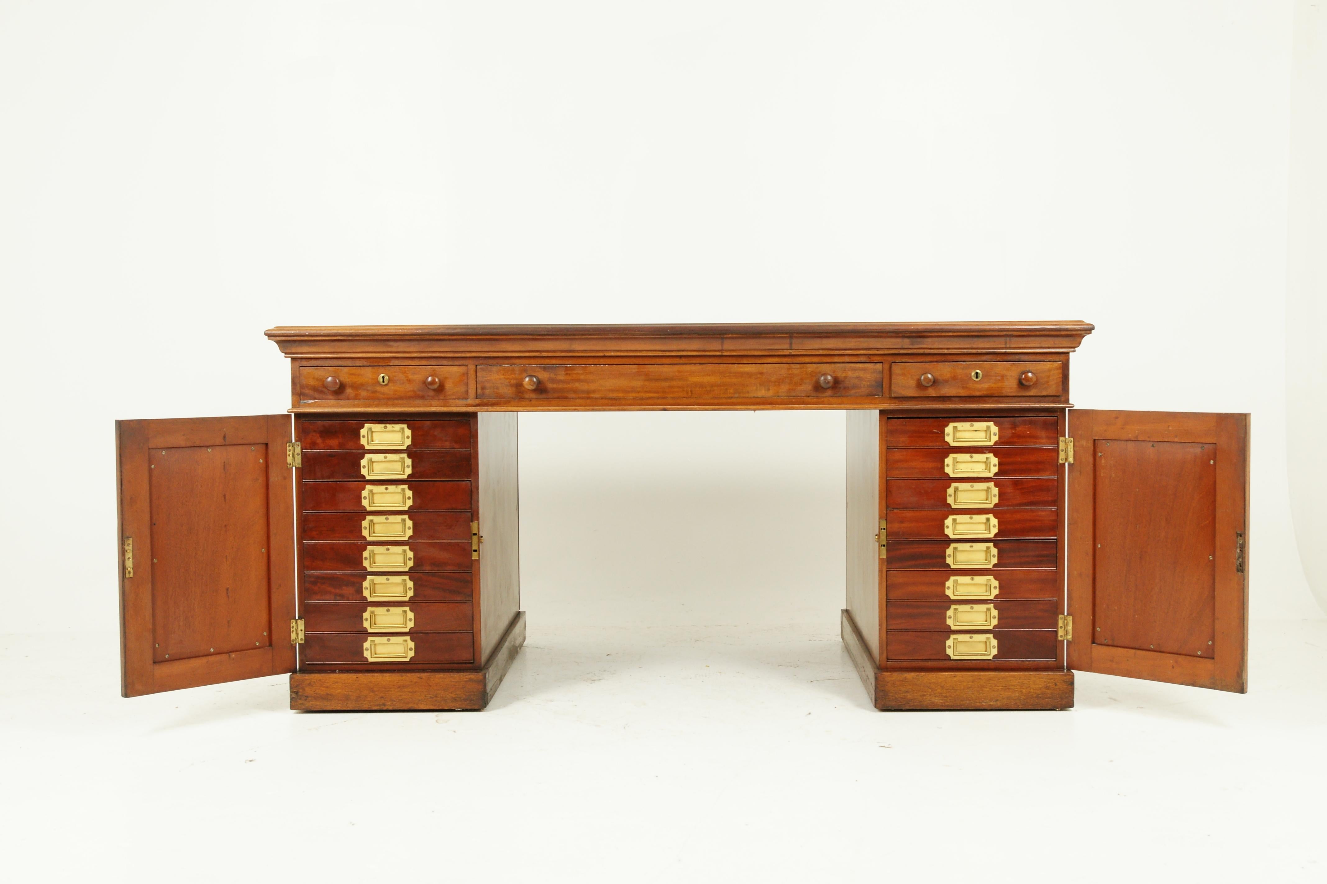 Antique Partners Desk, Walnut Desk, Victorian, 24 Drawers, Scotland 1870, B1371 2